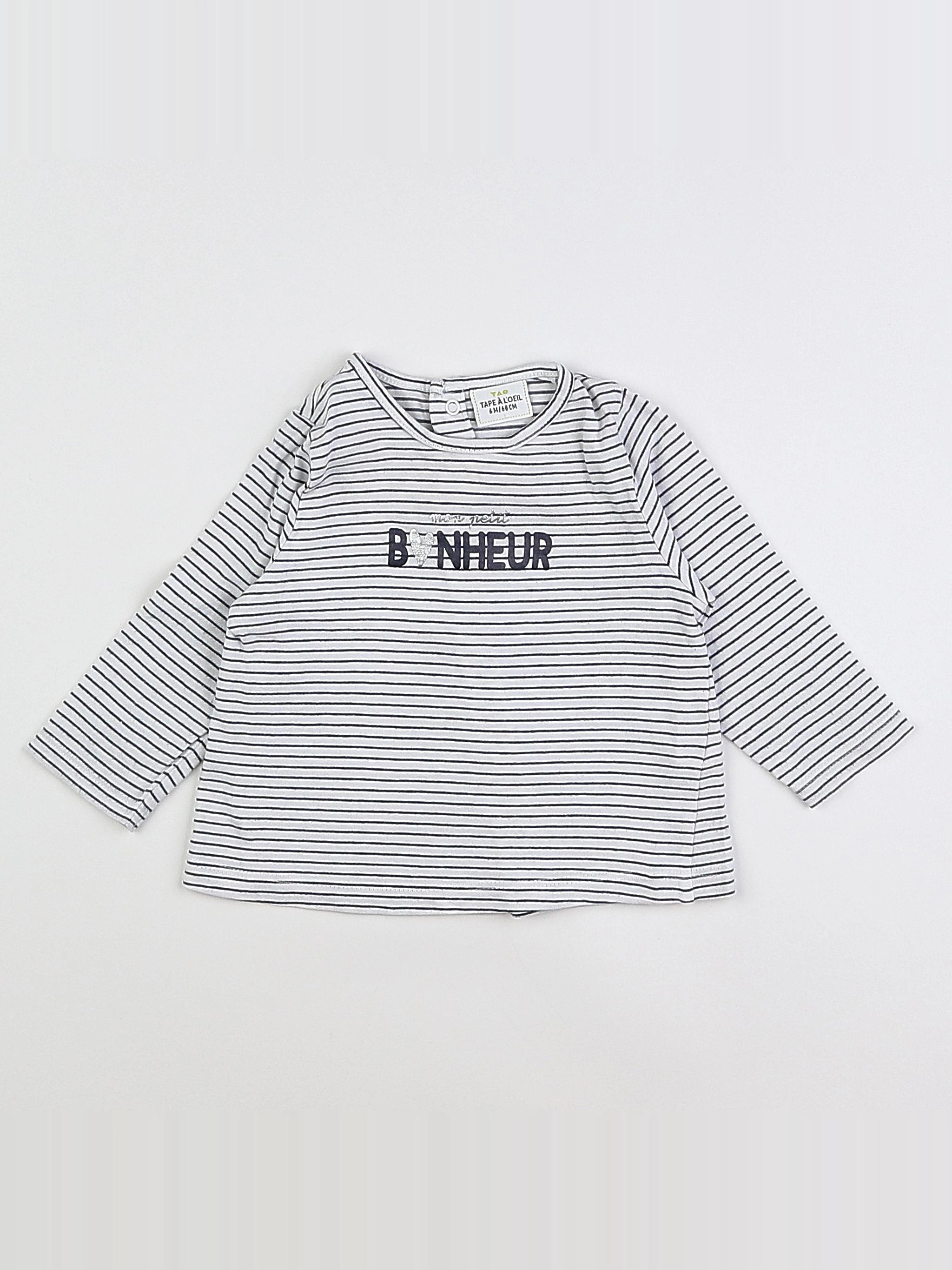 Tape à l'oeil - tee-shirt blanc, bleu - 6 mois