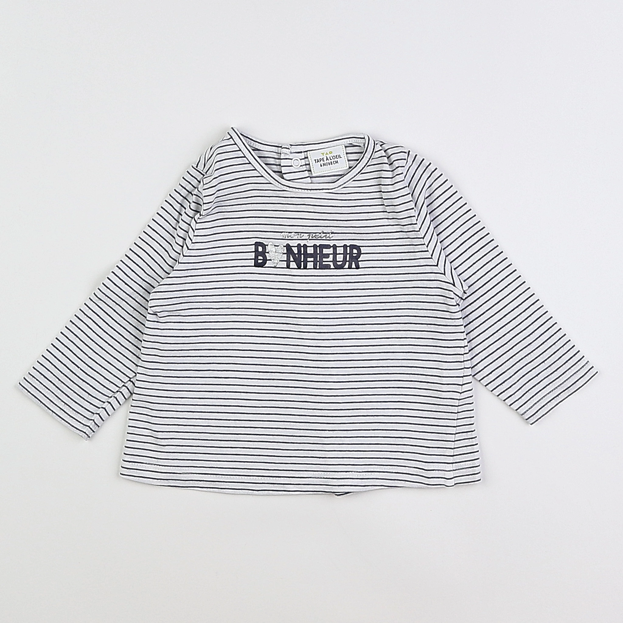 Tape à l'oeil - tee-shirt blanc, bleu - 6 mois