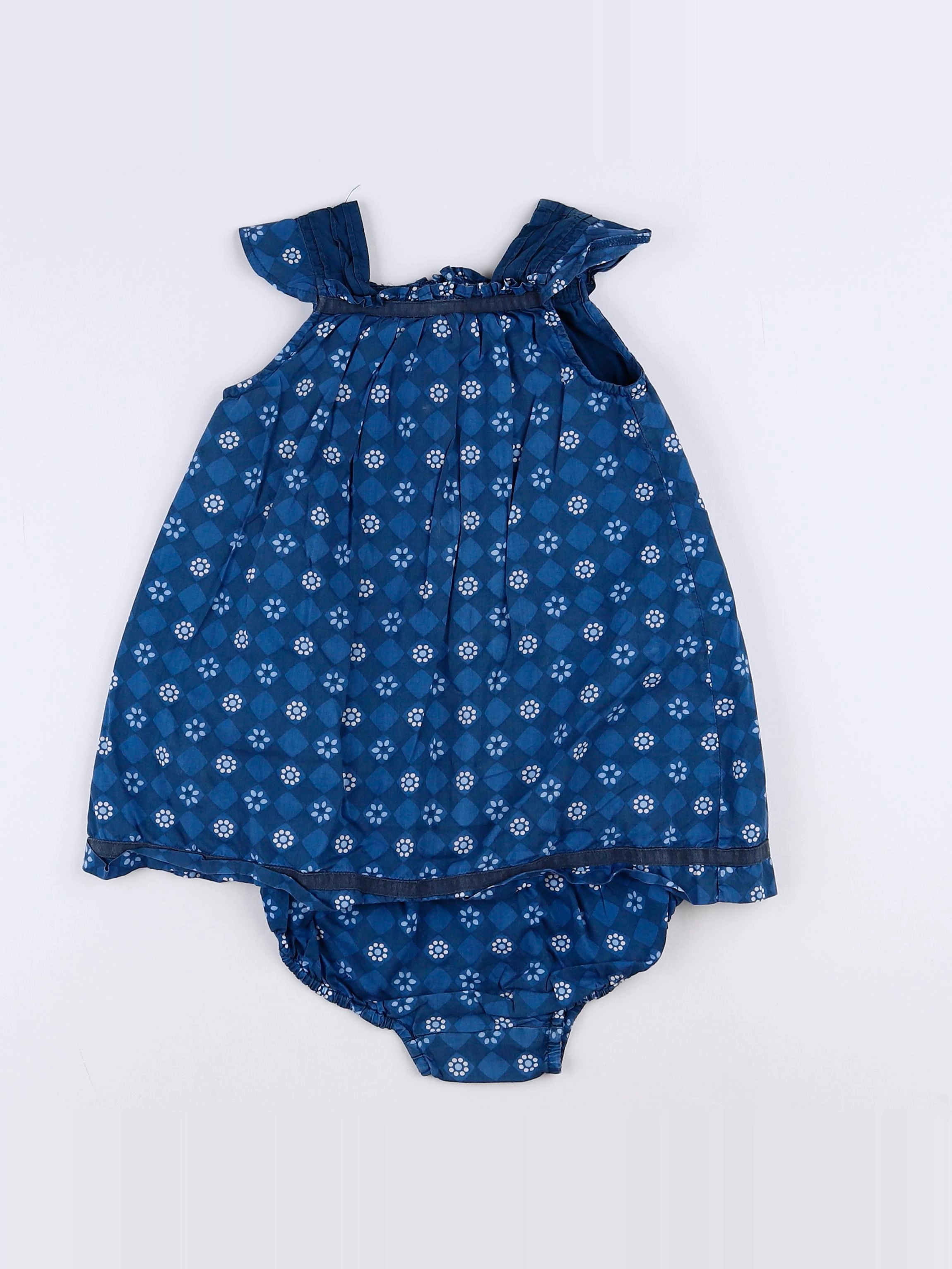 Natalys - robe bleu, gris - 12 mois