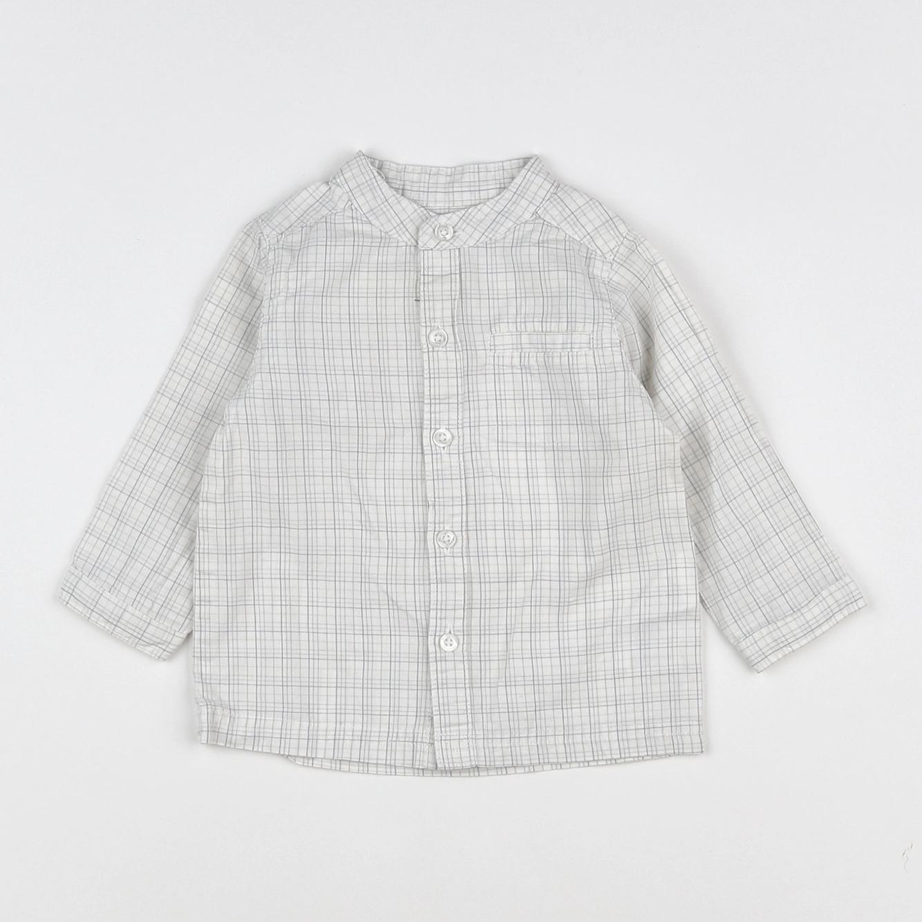 Vertbaudet - chemise blanc, gris - 12 mois