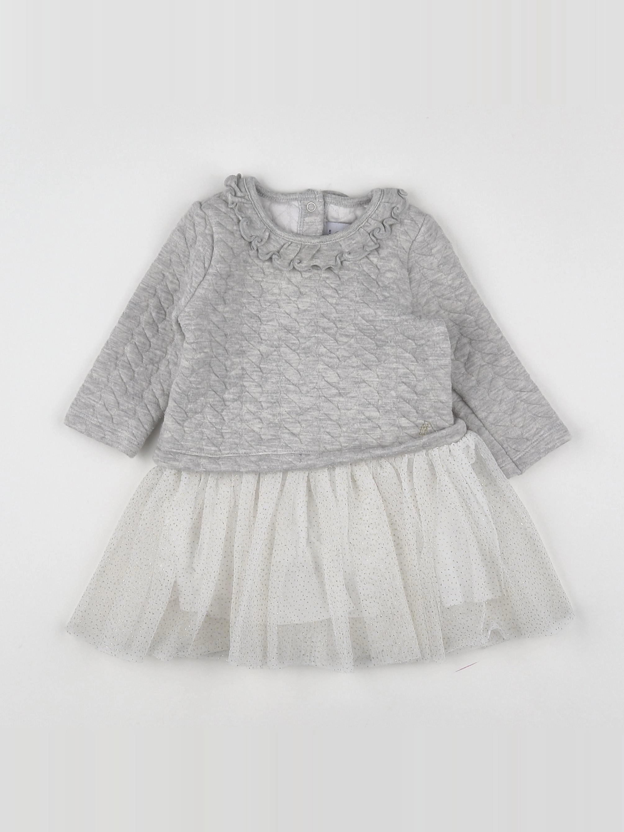 Petit Bateau - robe gris - 6 mois