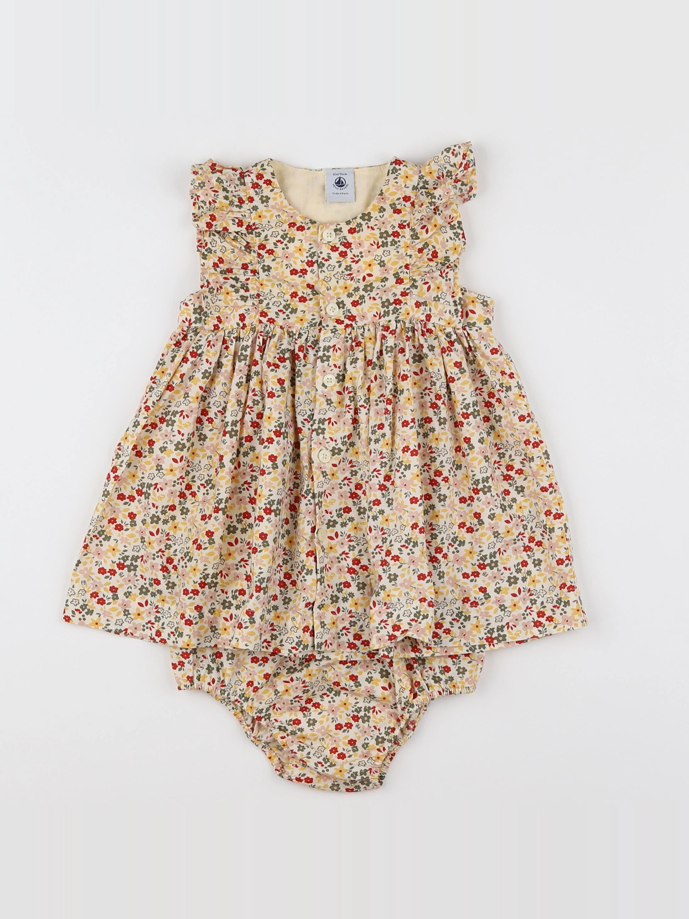 Petit Bateau - robe jaune - 12 mois