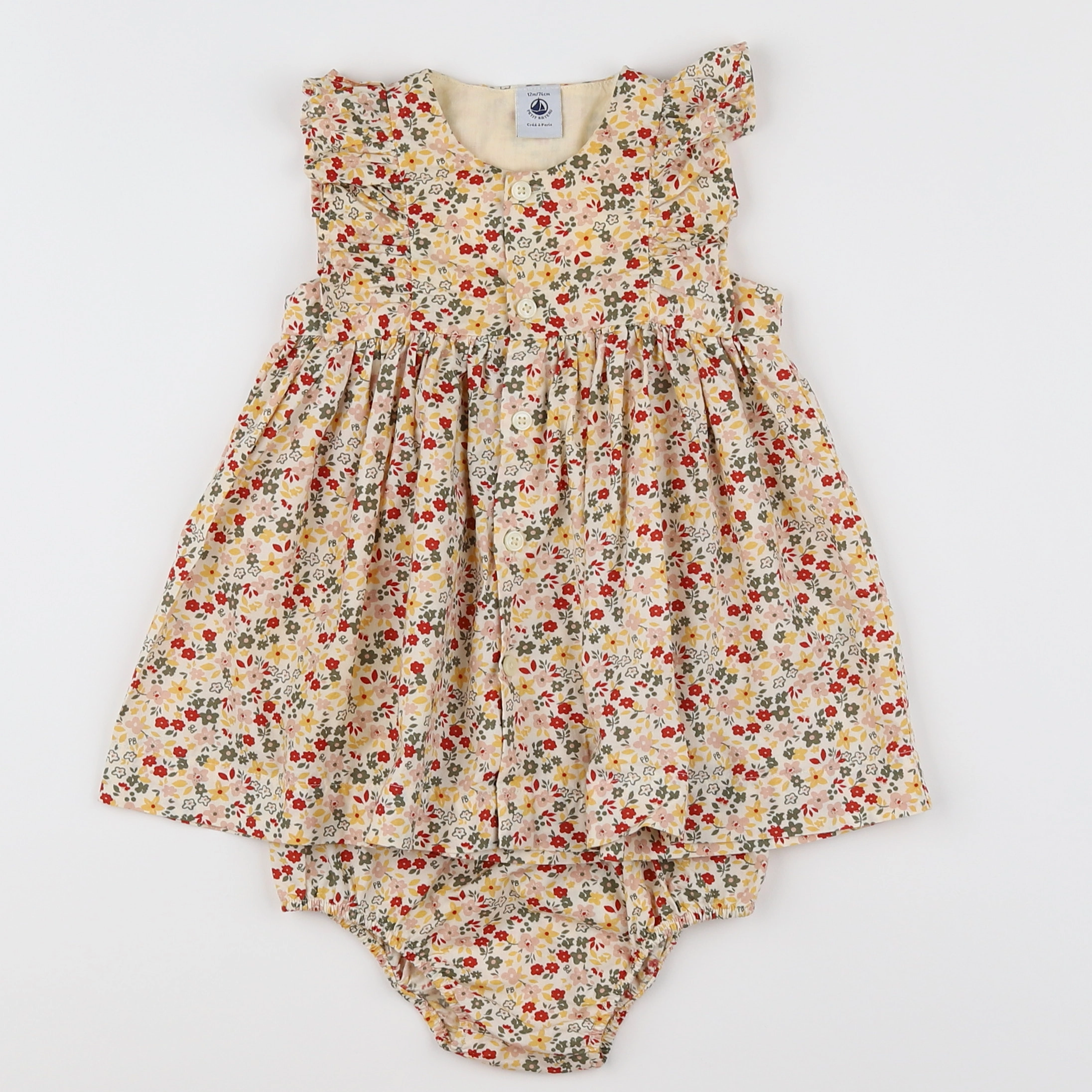 Petit Bateau - robe jaune - 12 mois
