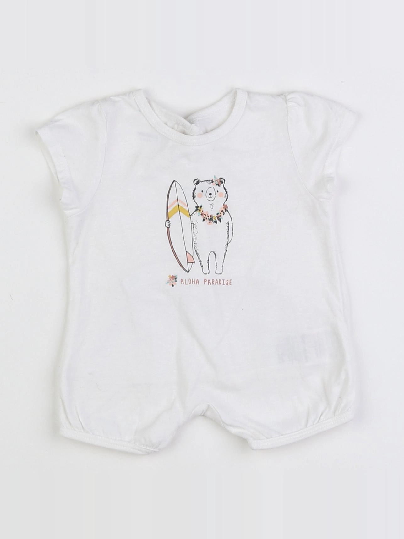 Vertbaudet - pyjama coton blanc, multicolore - 1 mois
