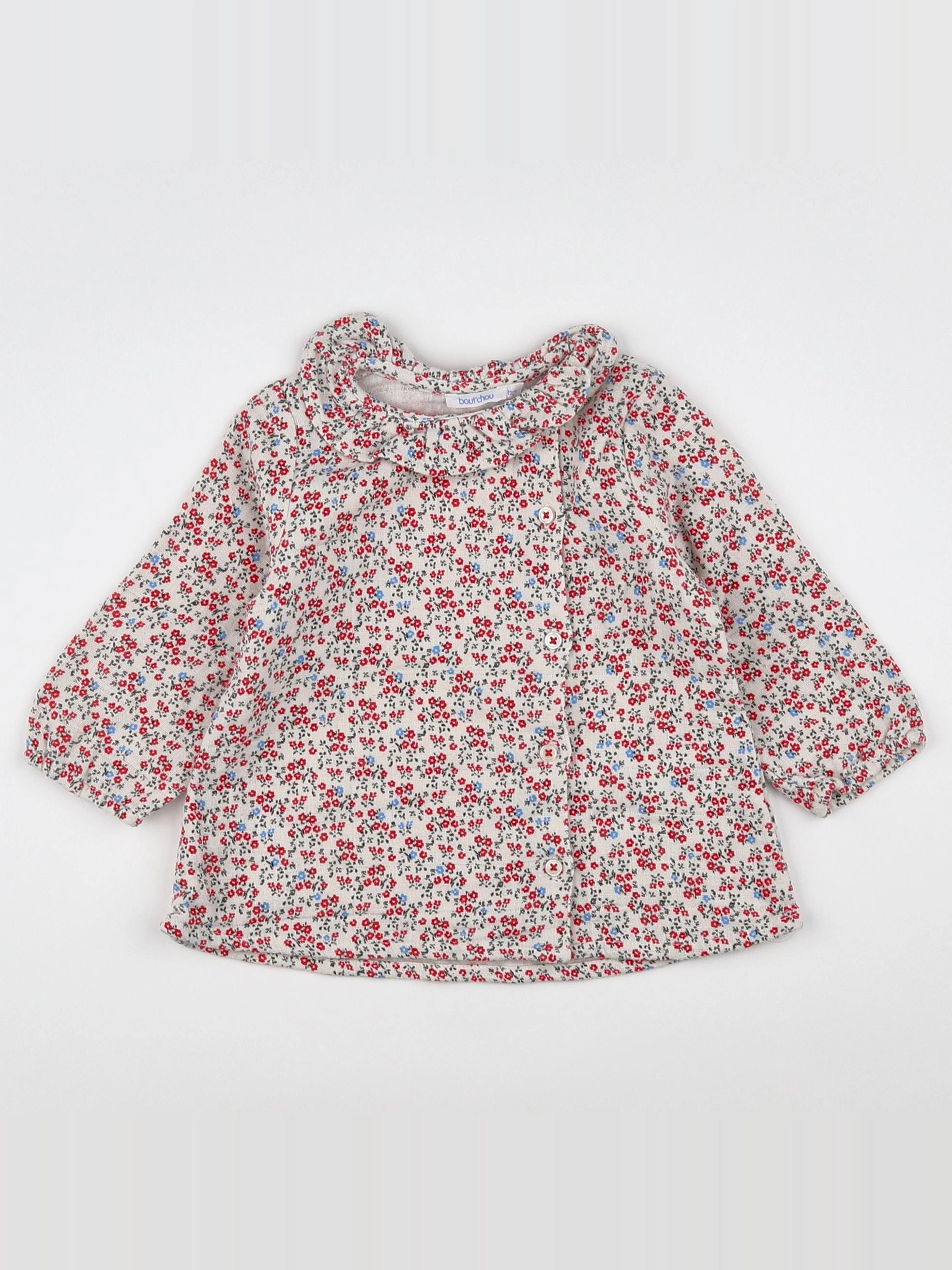 Boutchou - blouse beige, rouge - 12 mois