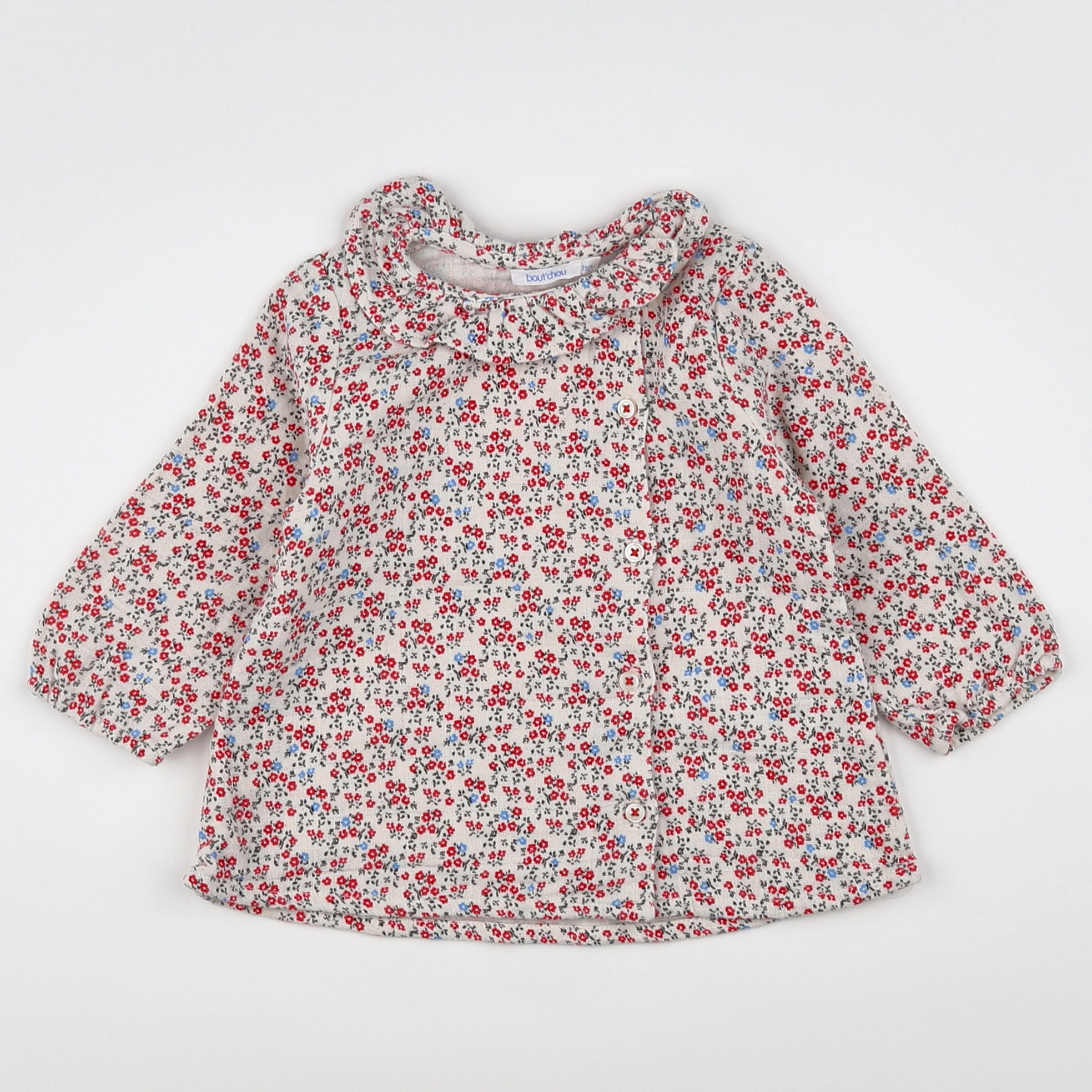 Boutchou - blouse beige, rouge - 12 mois