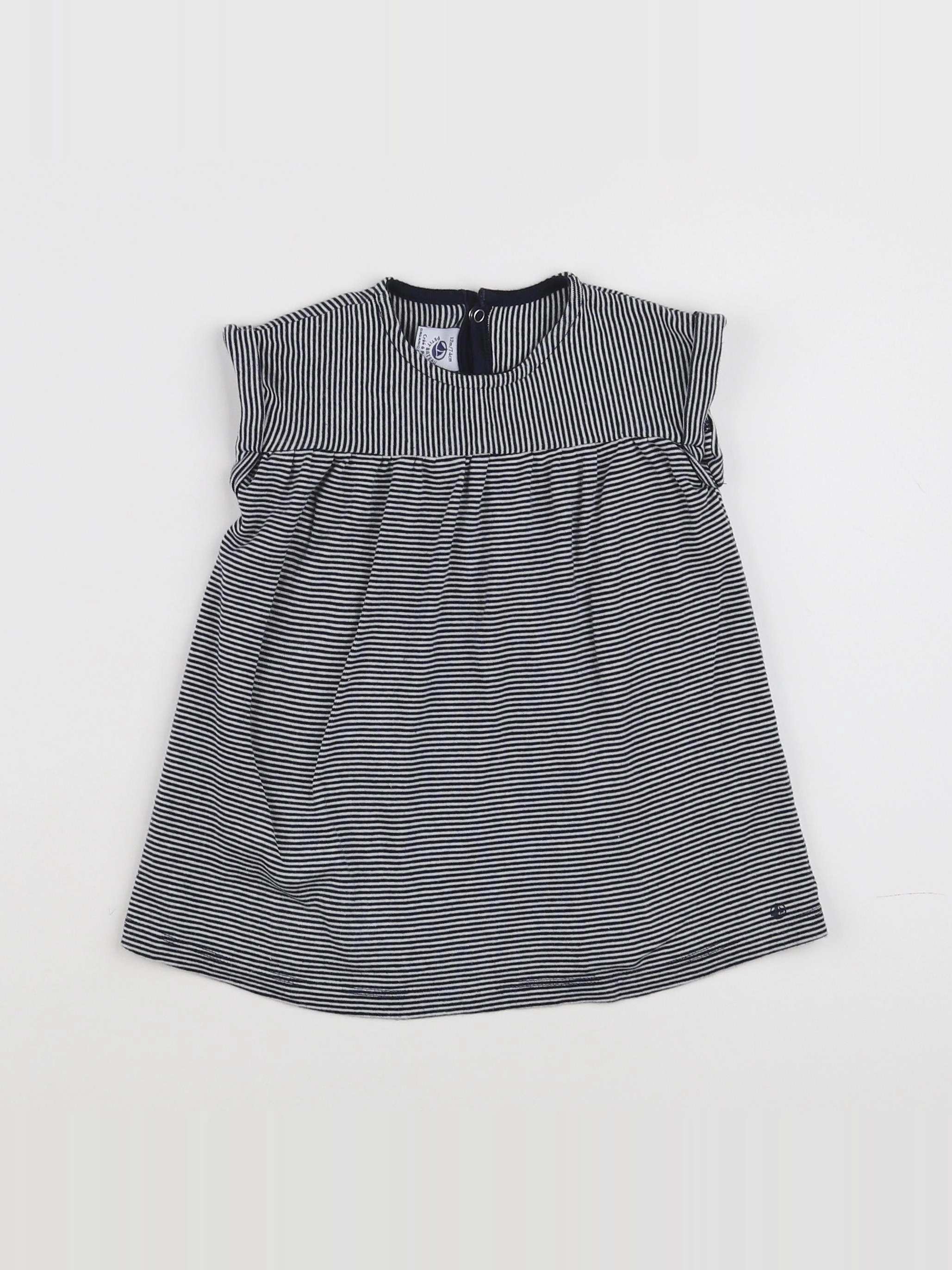 Petit Bateau - robe bleu, blanc - 12 mois