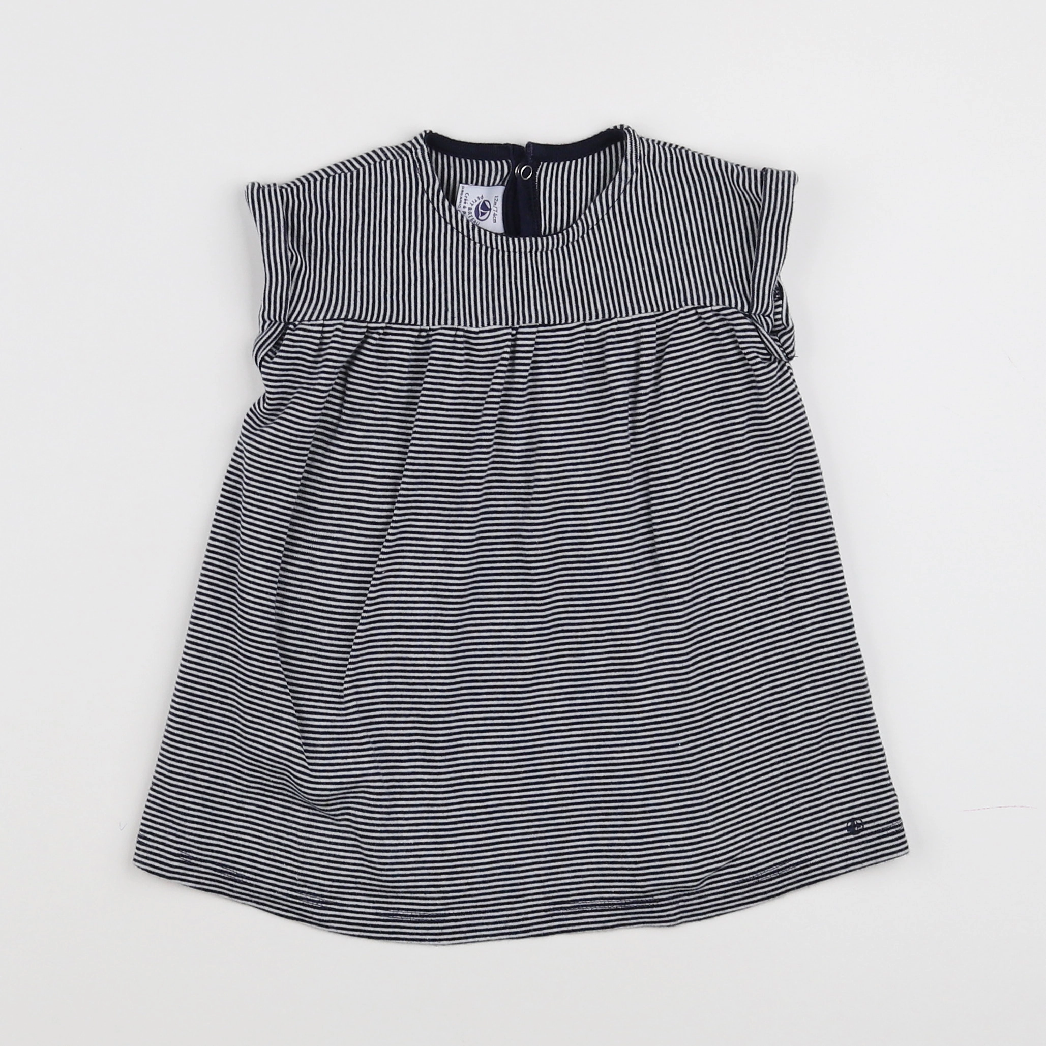 Petit Bateau - robe bleu, blanc - 12 mois
