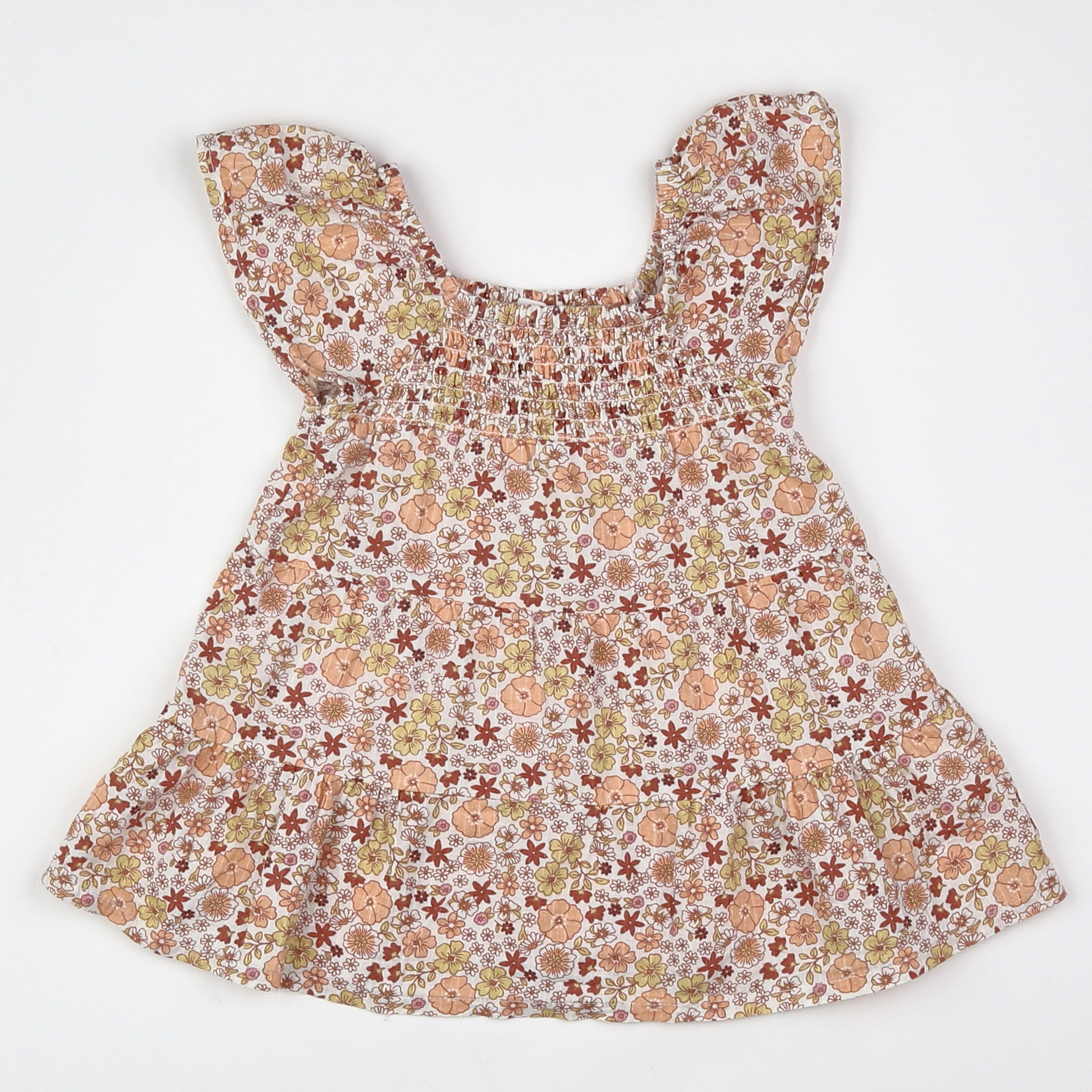 Vertbaudet - robe blanc, marron - 9 mois
