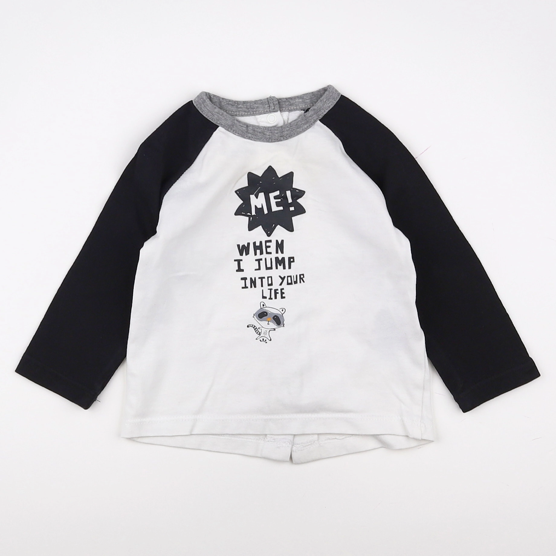 Vertbaudet - tee-shirt blanc, noir - 9 mois