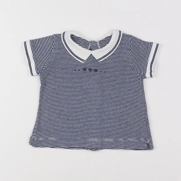 Petit Bateau - polo blanc, bleu - 12 mois