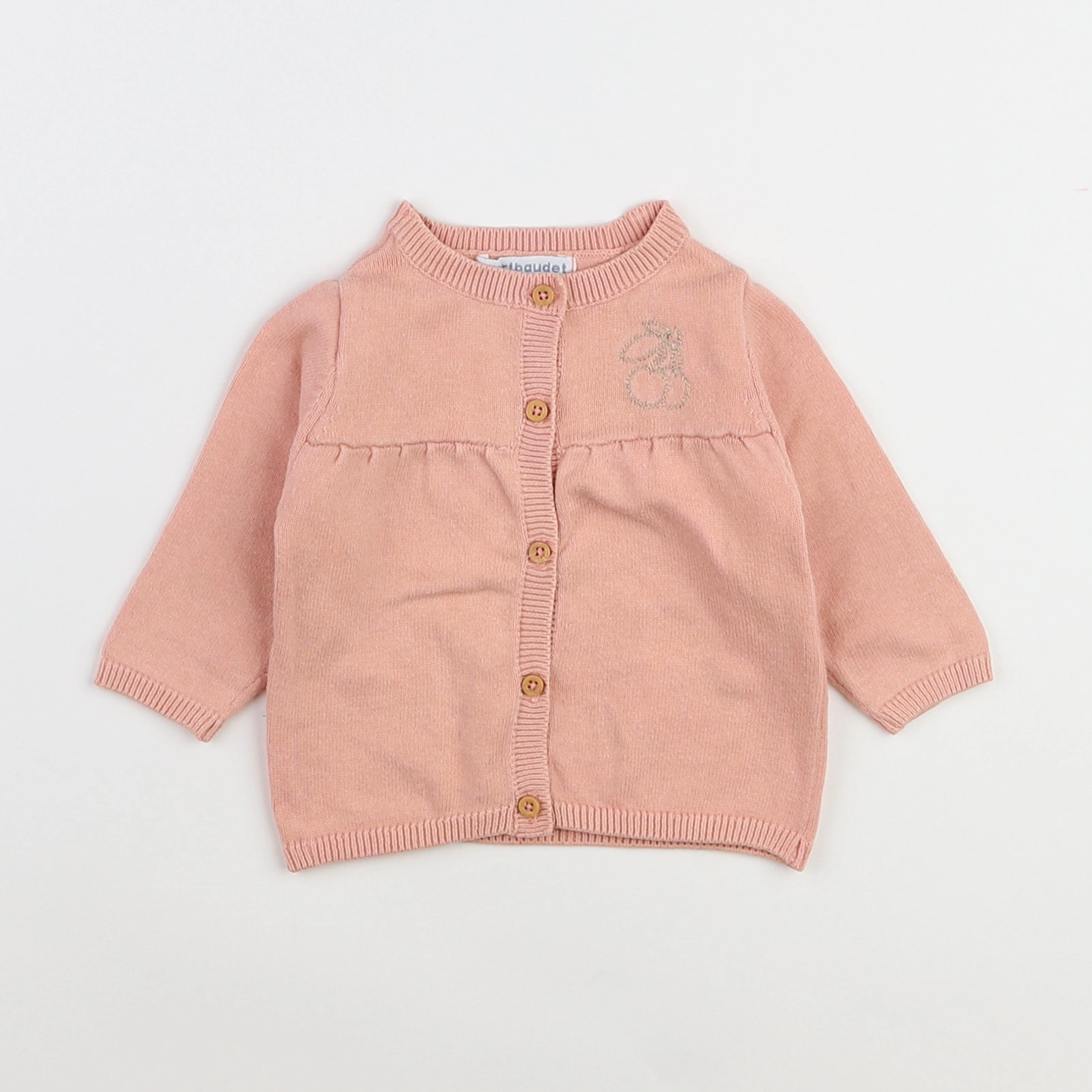 Vertbaudet - gilet rose, or - 3 mois