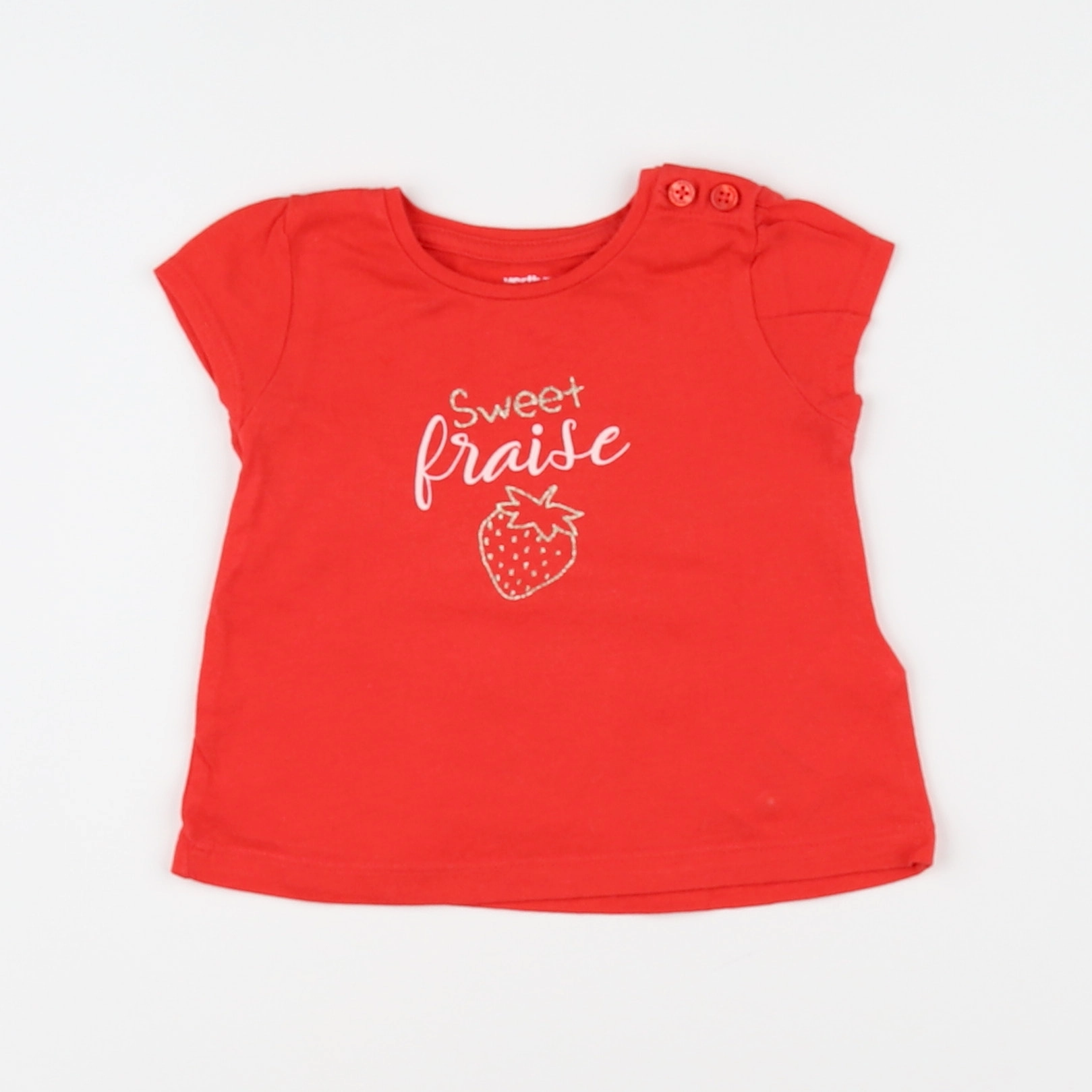 Vertbaudet - tee-shirt rouge, or - 3 mois