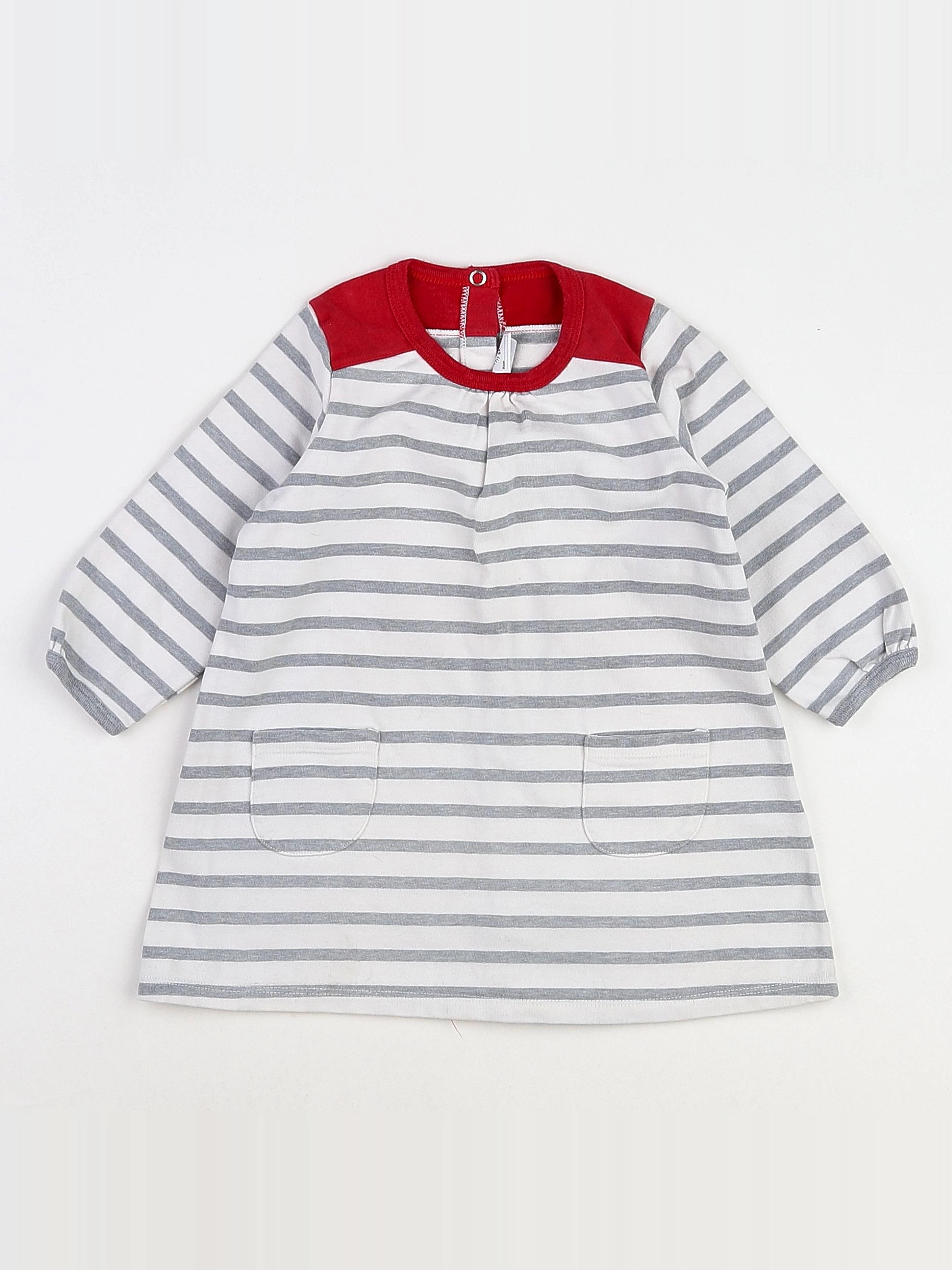 Petit Bateau - robe gris, blanc - 18 mois