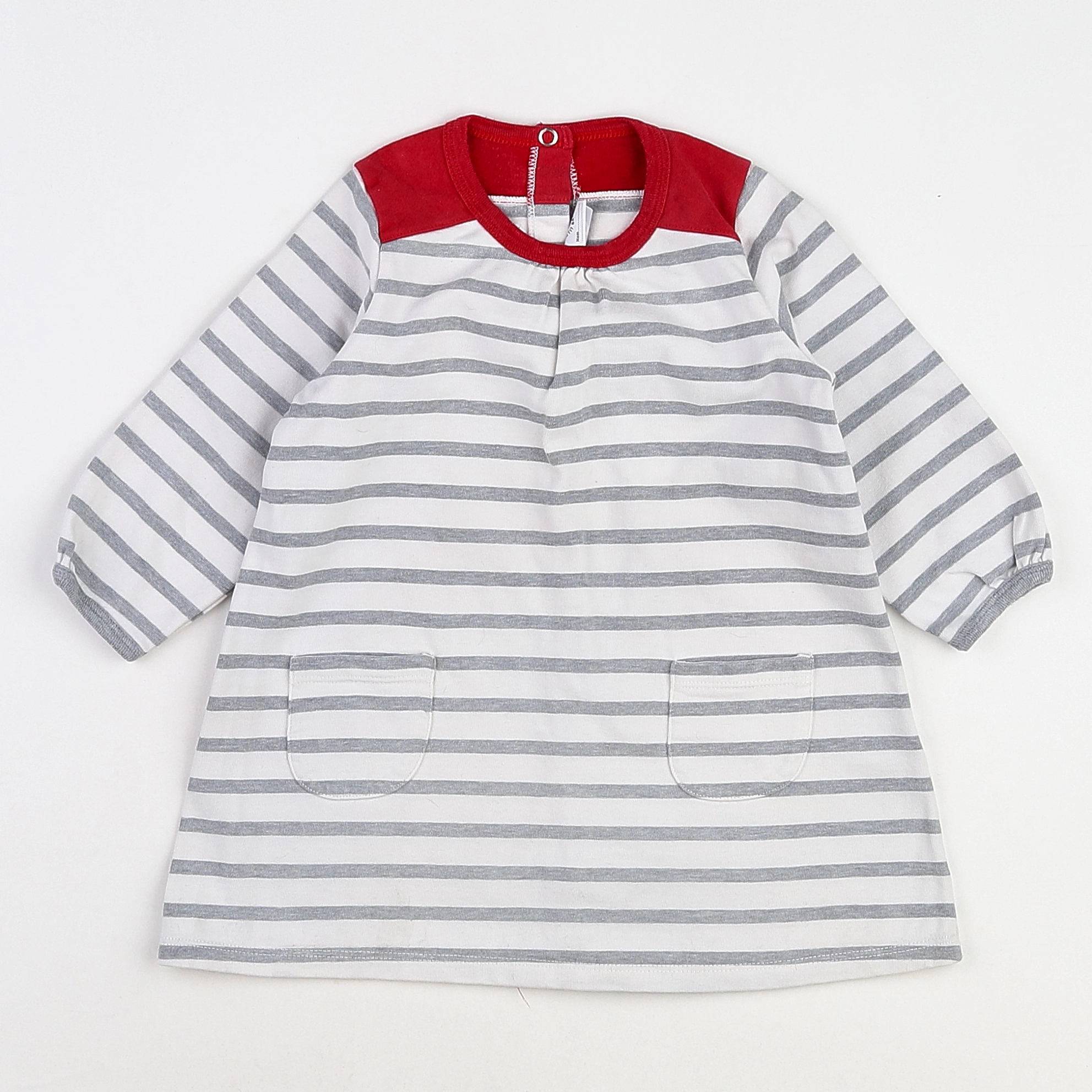 Petit Bateau - robe gris, blanc - 18 mois