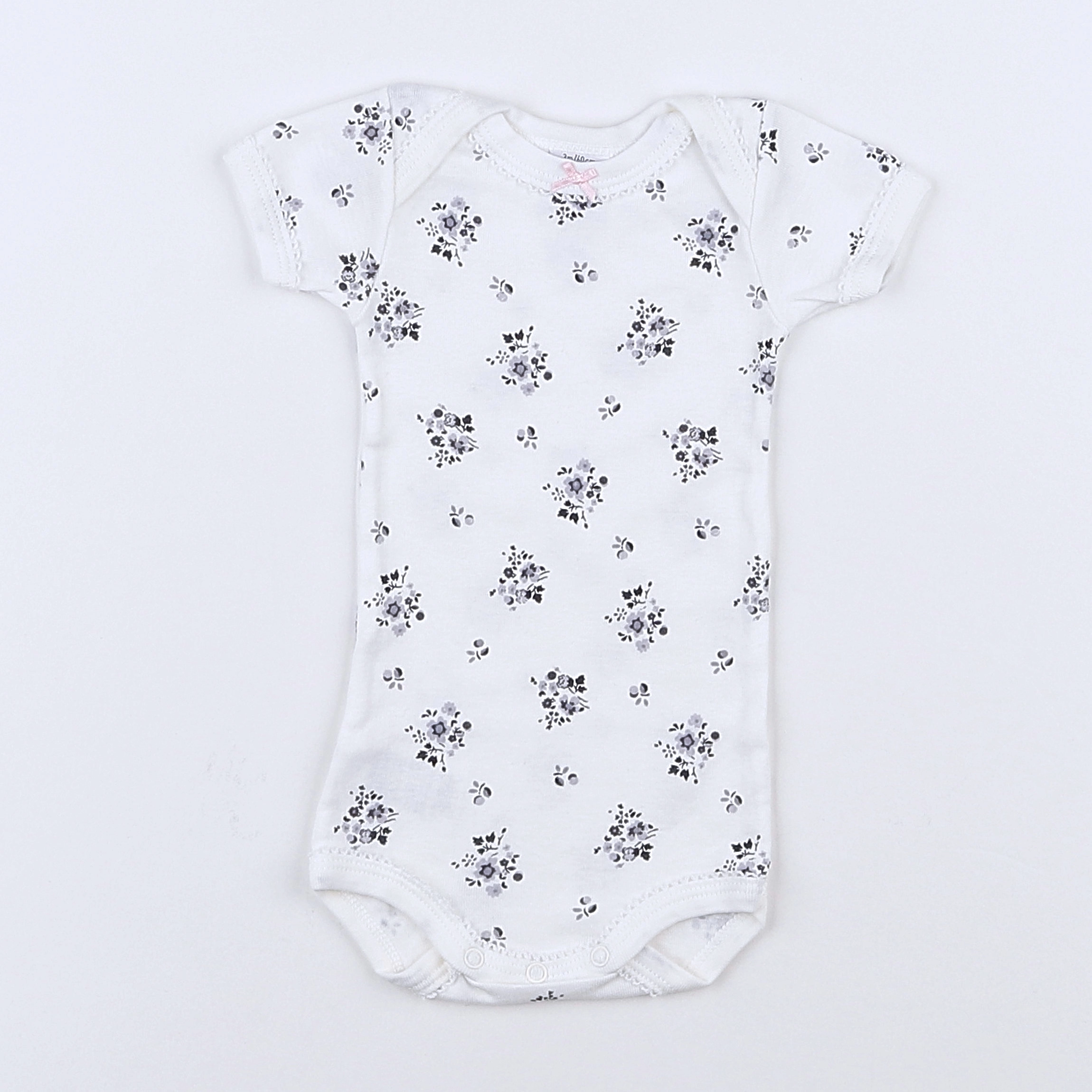 Petit Bateau - body vetement gris, blanc - 3 mois