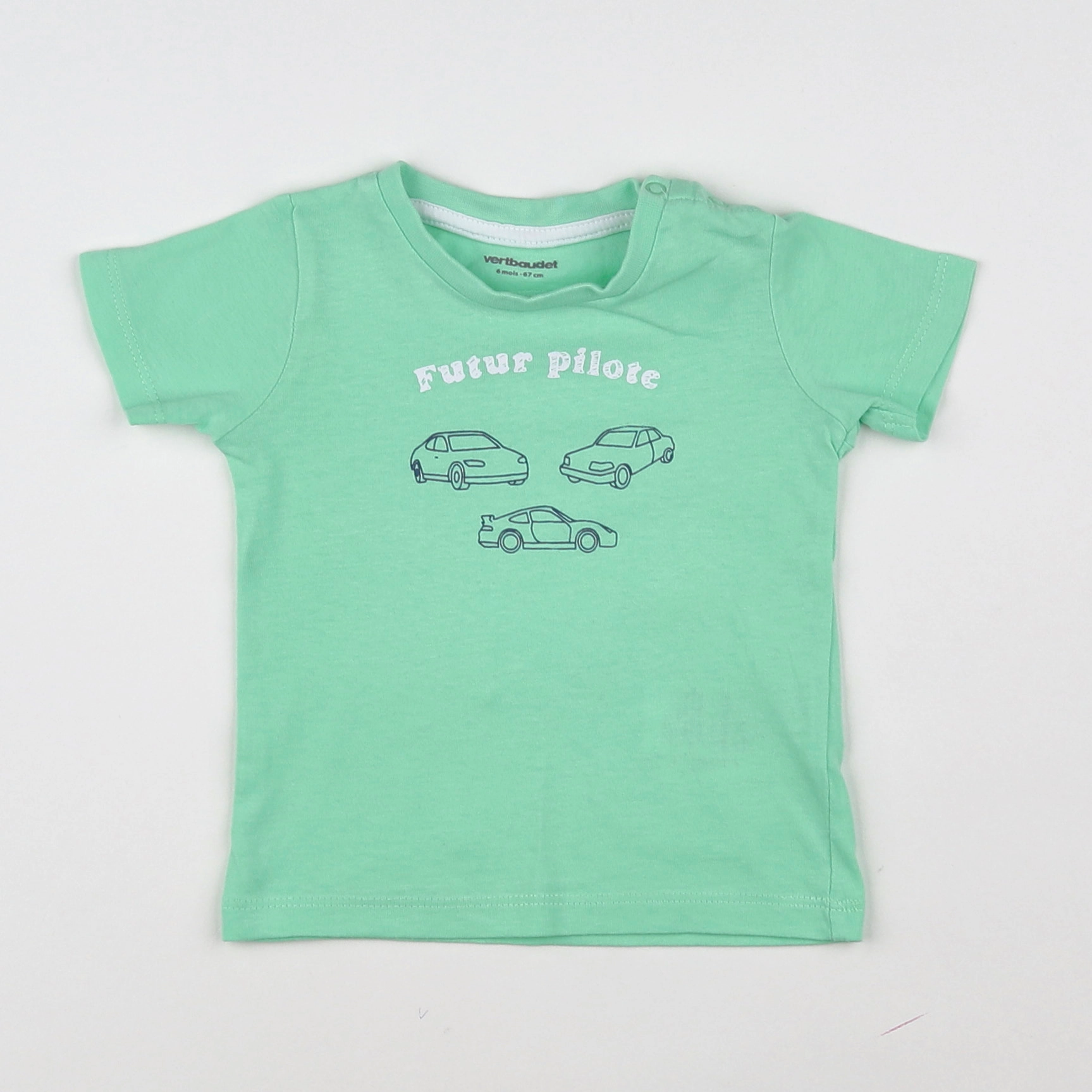 Vertbaudet - tee-shirt vert - 6 mois