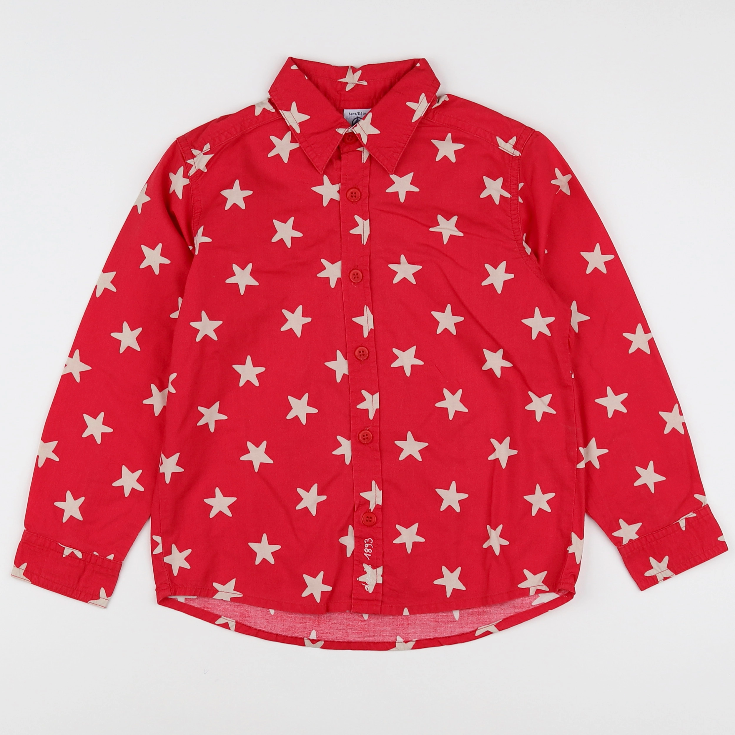 Petit Bateau - chemise rouge - 6 ans