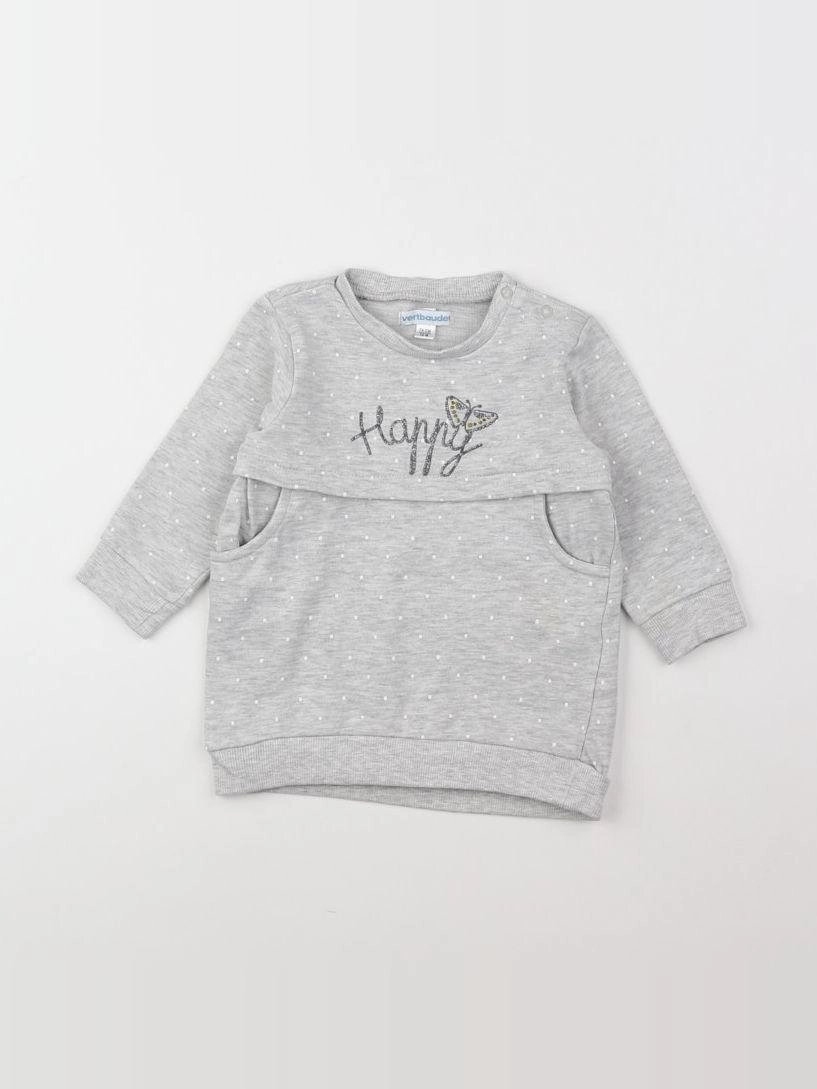 Vertbaudet - sweat gris - 12 mois