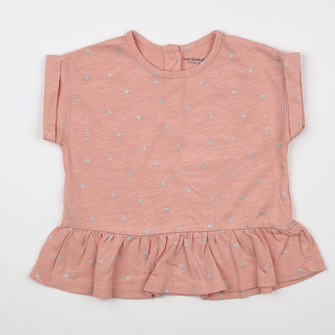 Vertbaudet - tee-shirt argent, rose - 18 mois