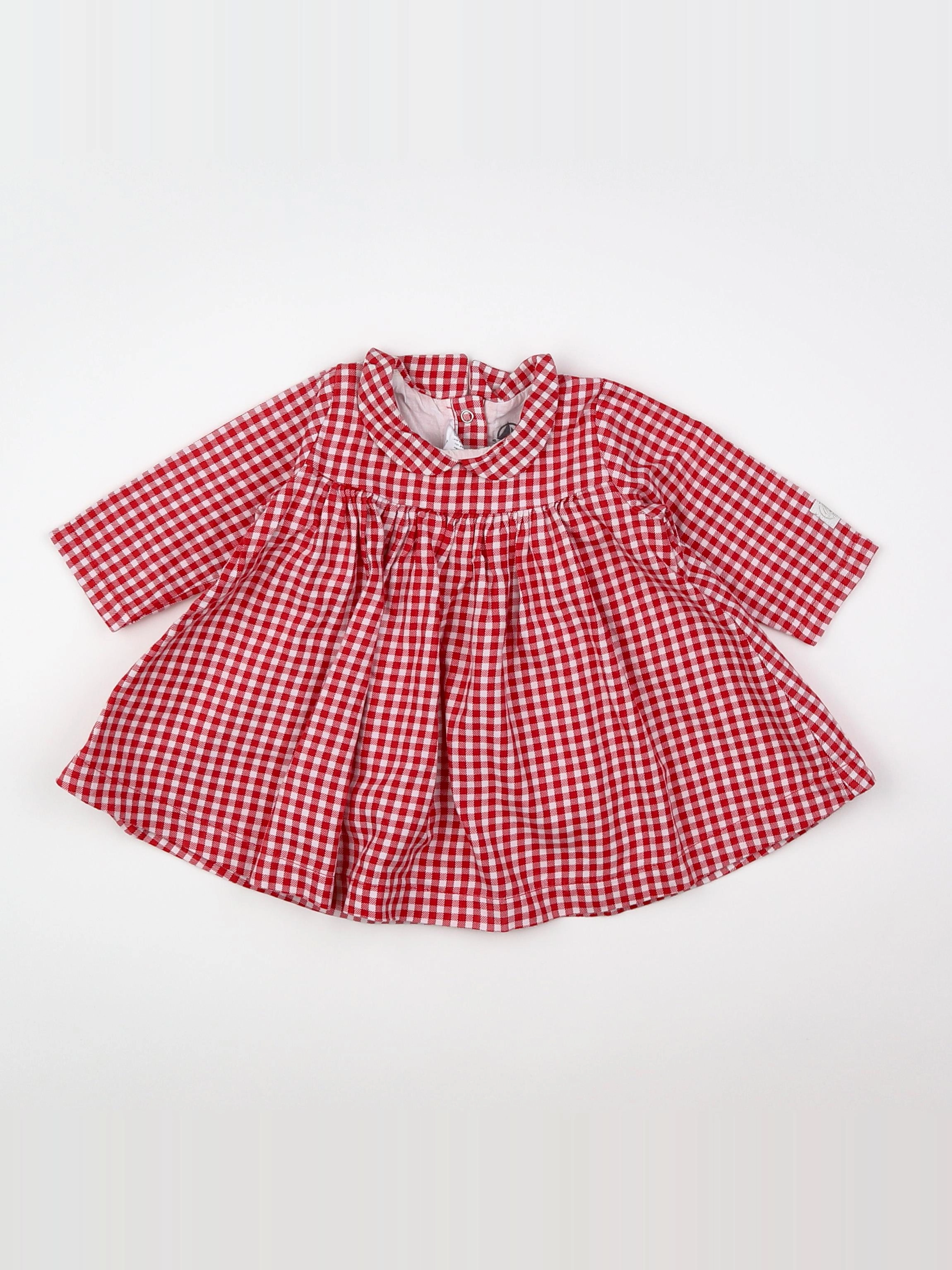 Petit Bateau - robe rouge, blanc - 3 mois