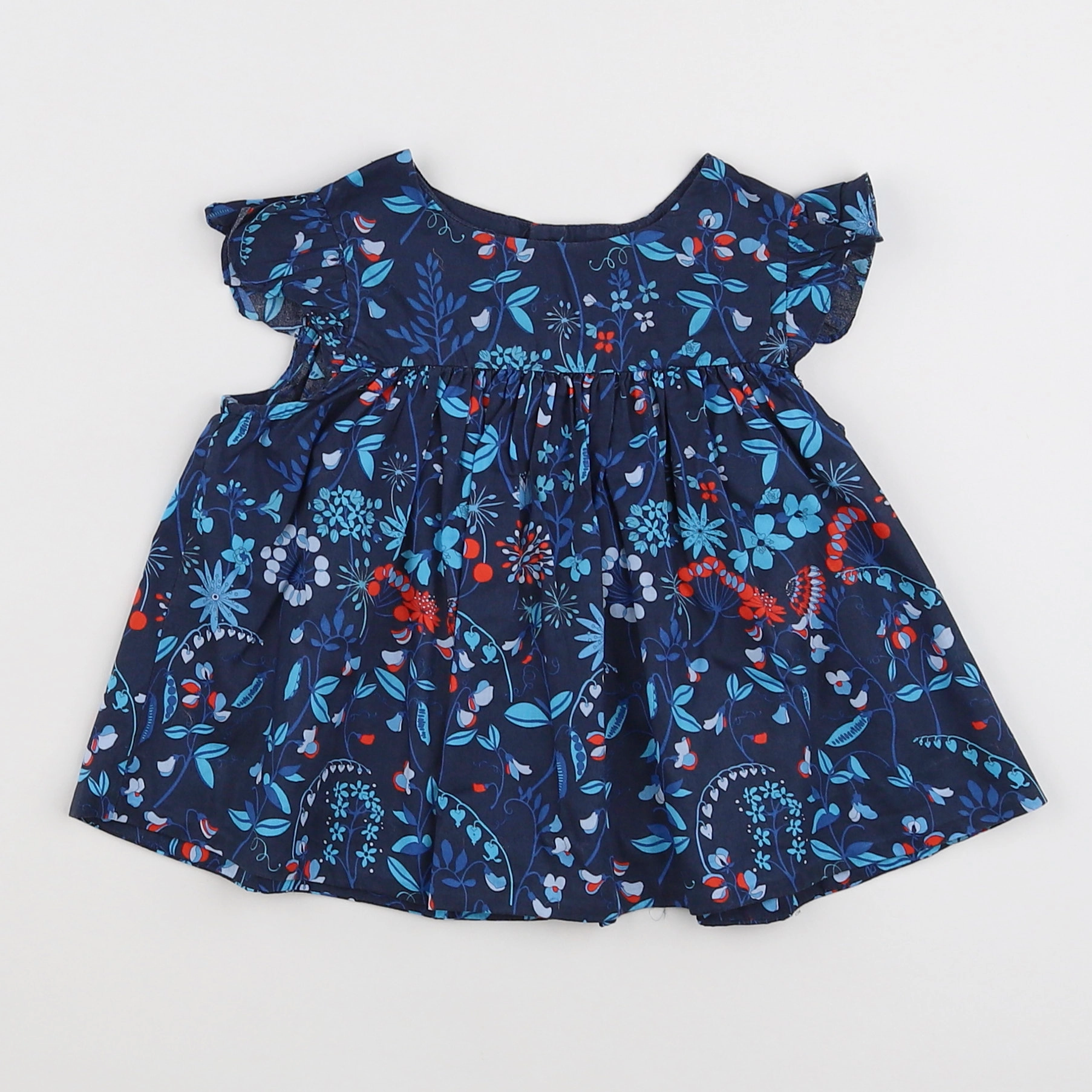 Jacadi - blouse bleu, rouge - 18 mois