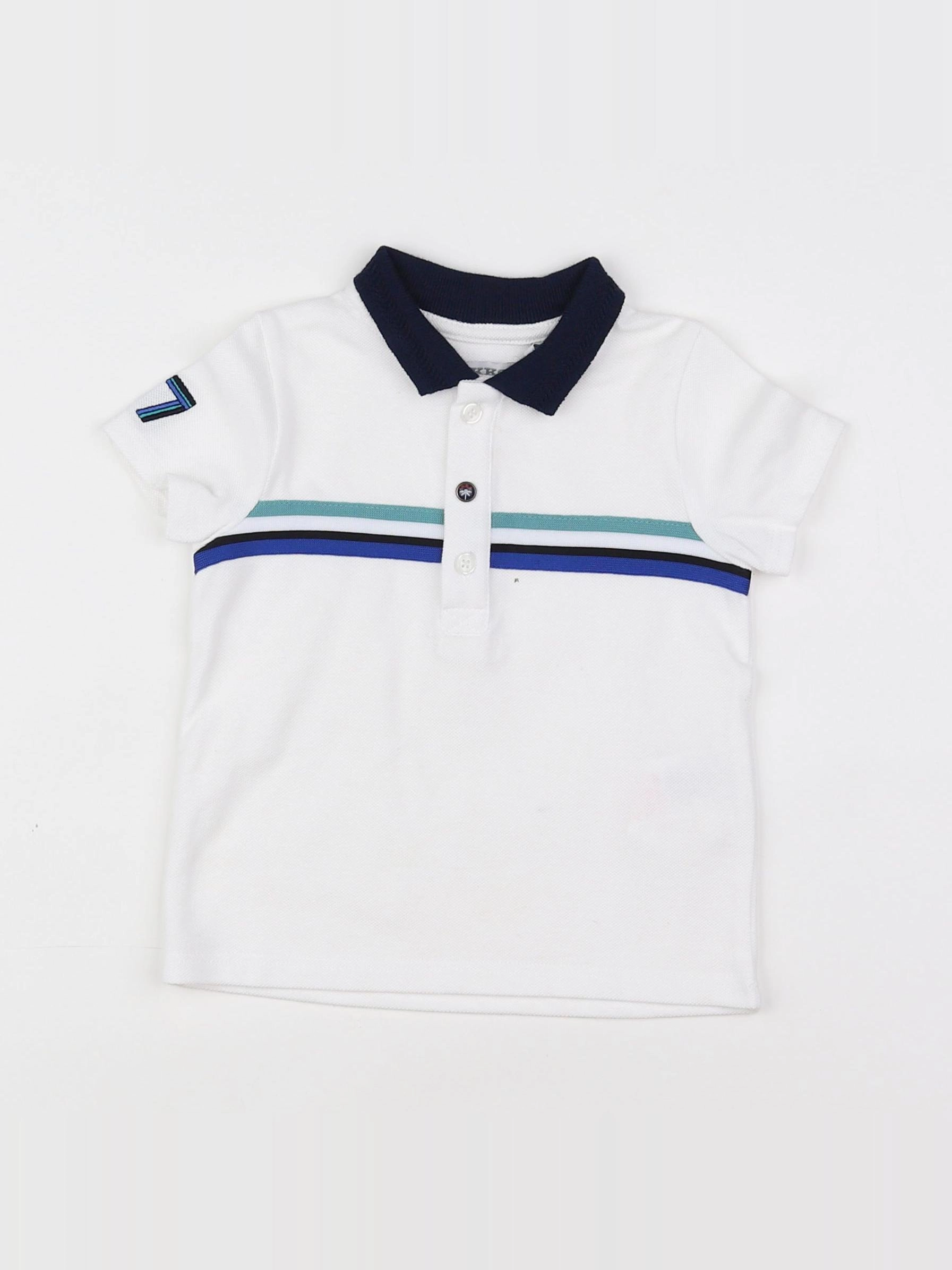 IKKS - polo blanc, bleu, vert - 12 mois