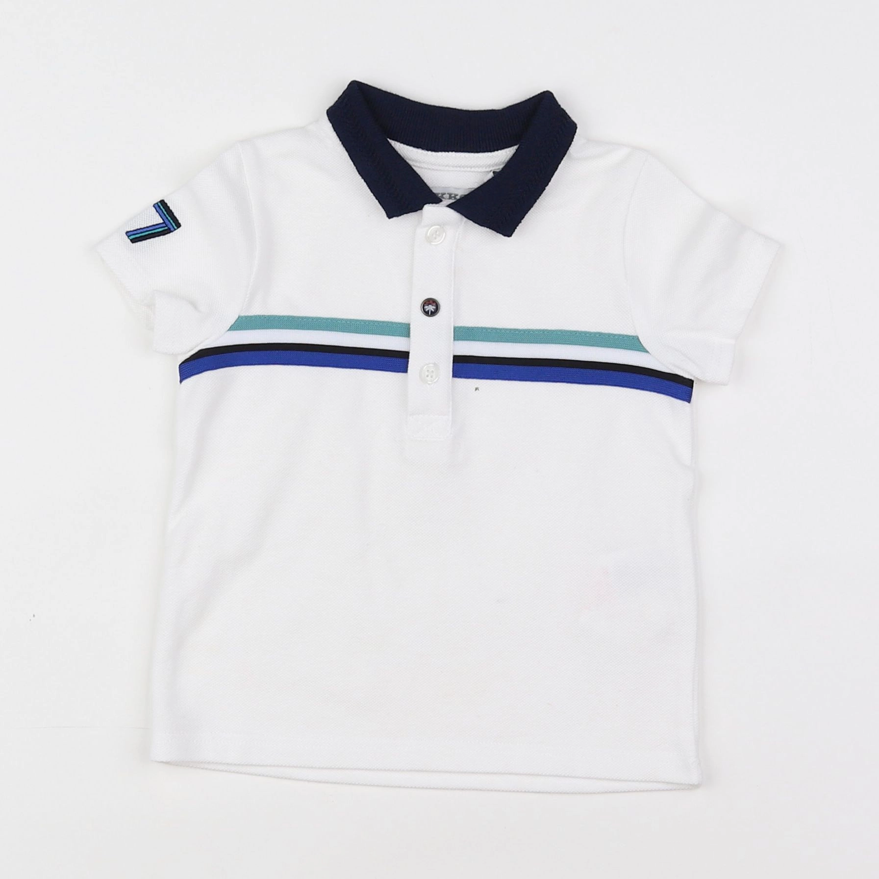 IKKS - polo blanc, bleu, vert - 12 mois