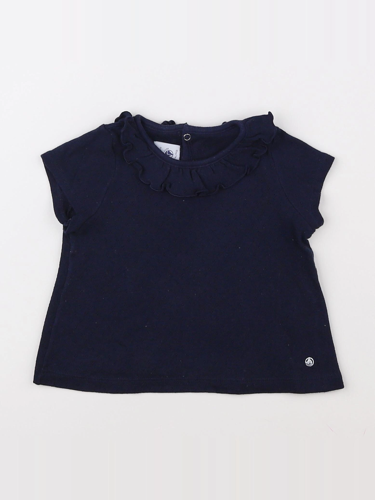 Petit Bateau - tee-shirt bleu - 12 mois