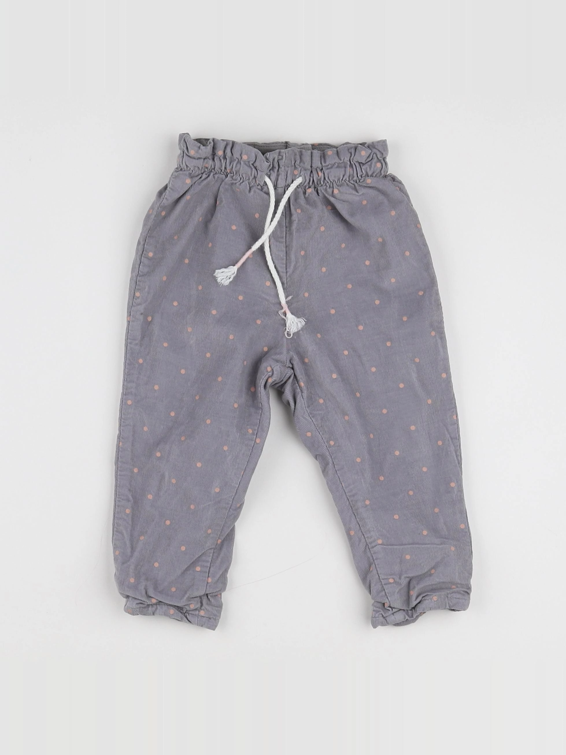 H&M - pantalon gris, rose - 12 mois