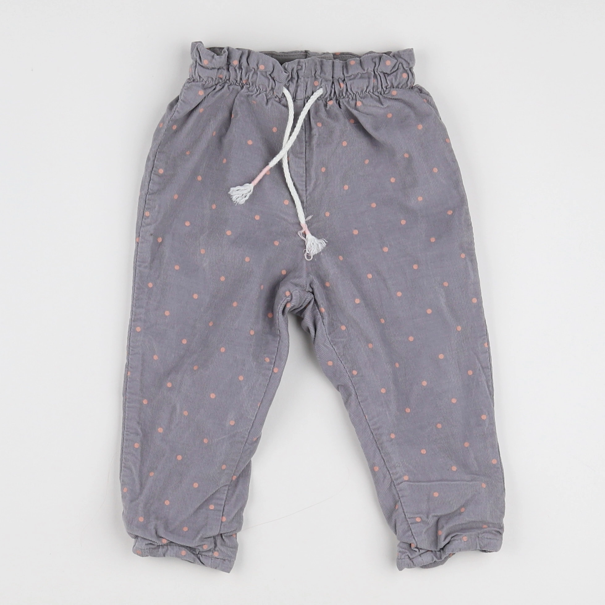H&M - pantalon gris, rose - 12 mois