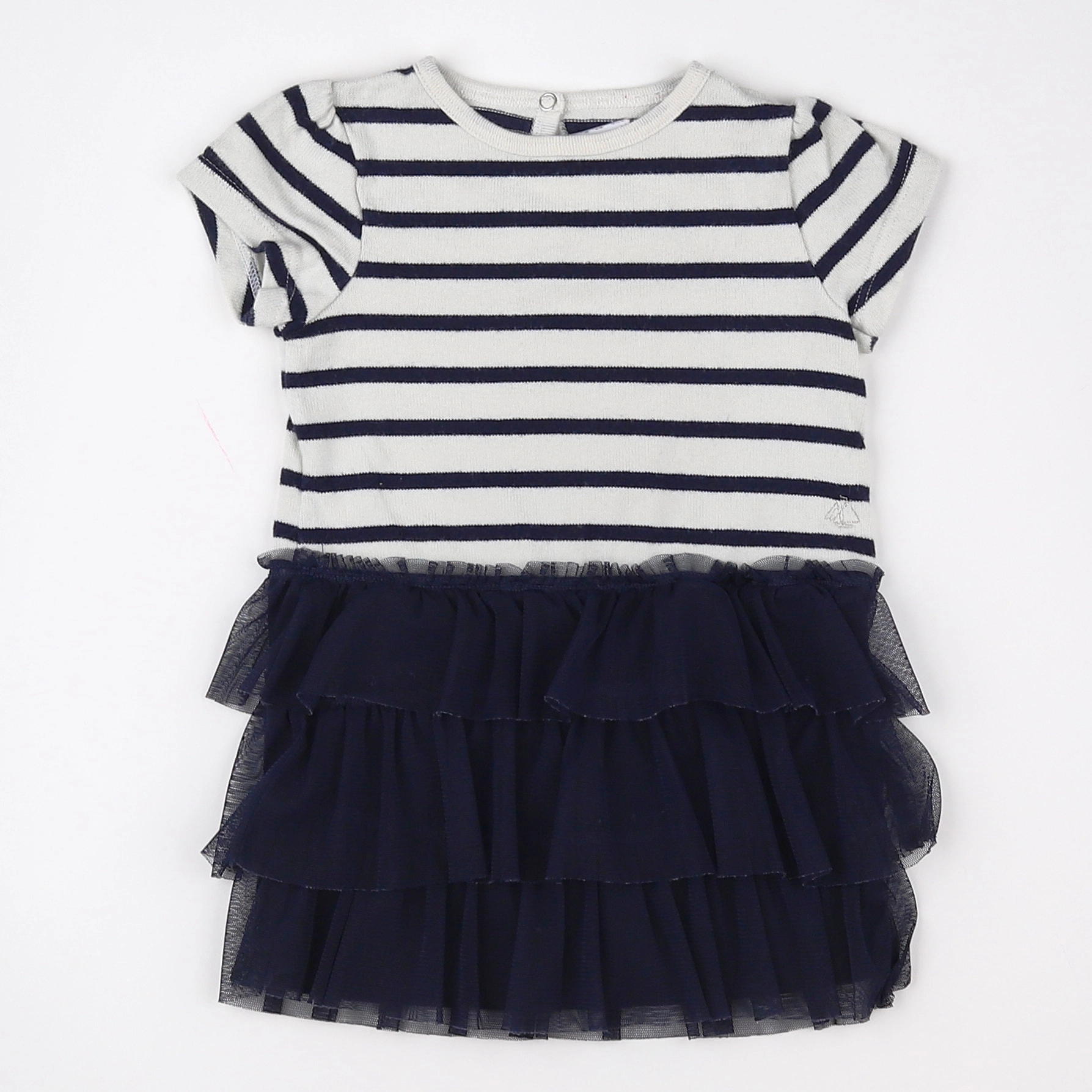 Petit Bateau - robe bleu, blanc - 12 mois