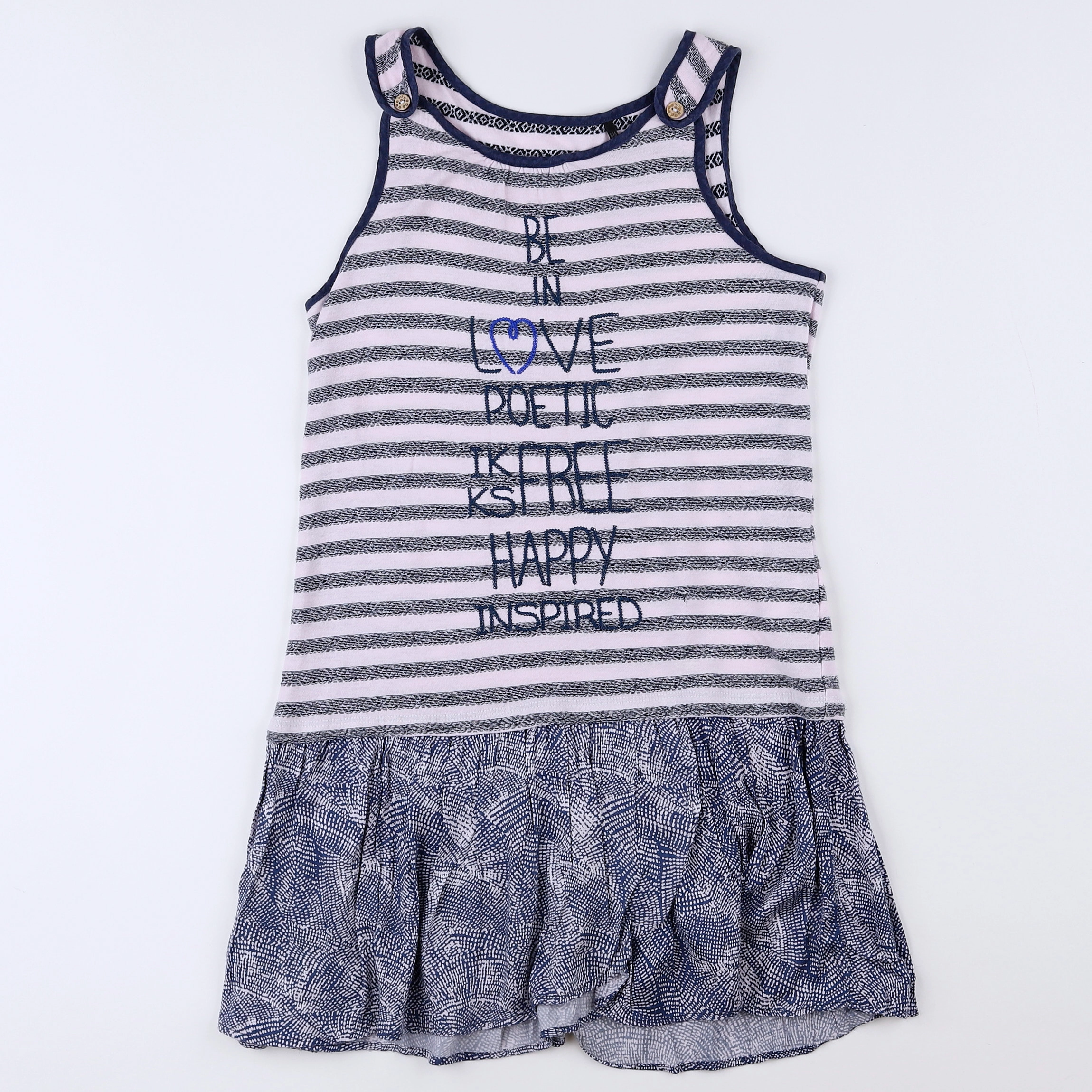 IKKS - robe bleu, rose - 10 ans