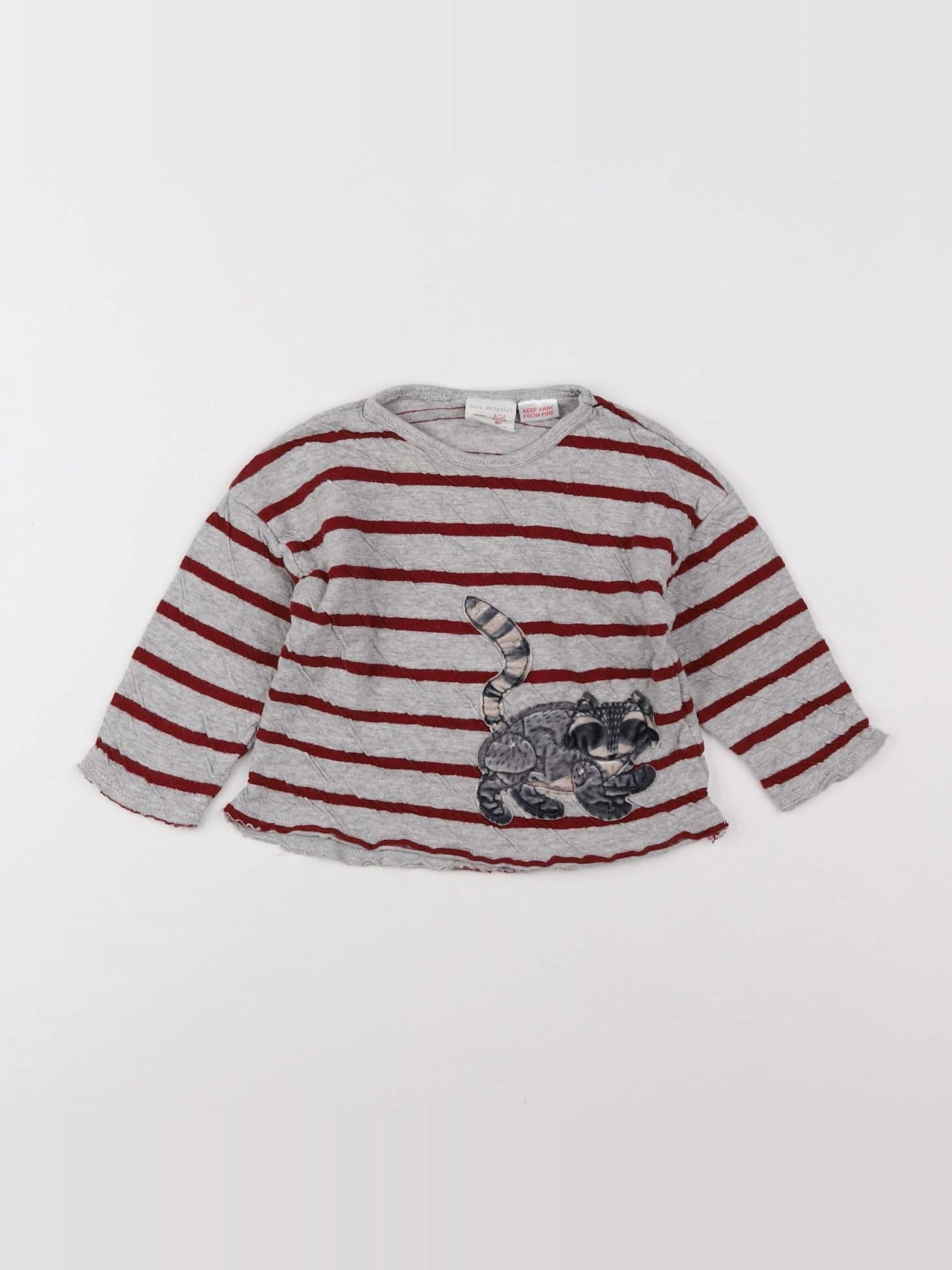 Zara - tee-shirt gris, rouge - 9/12 mois