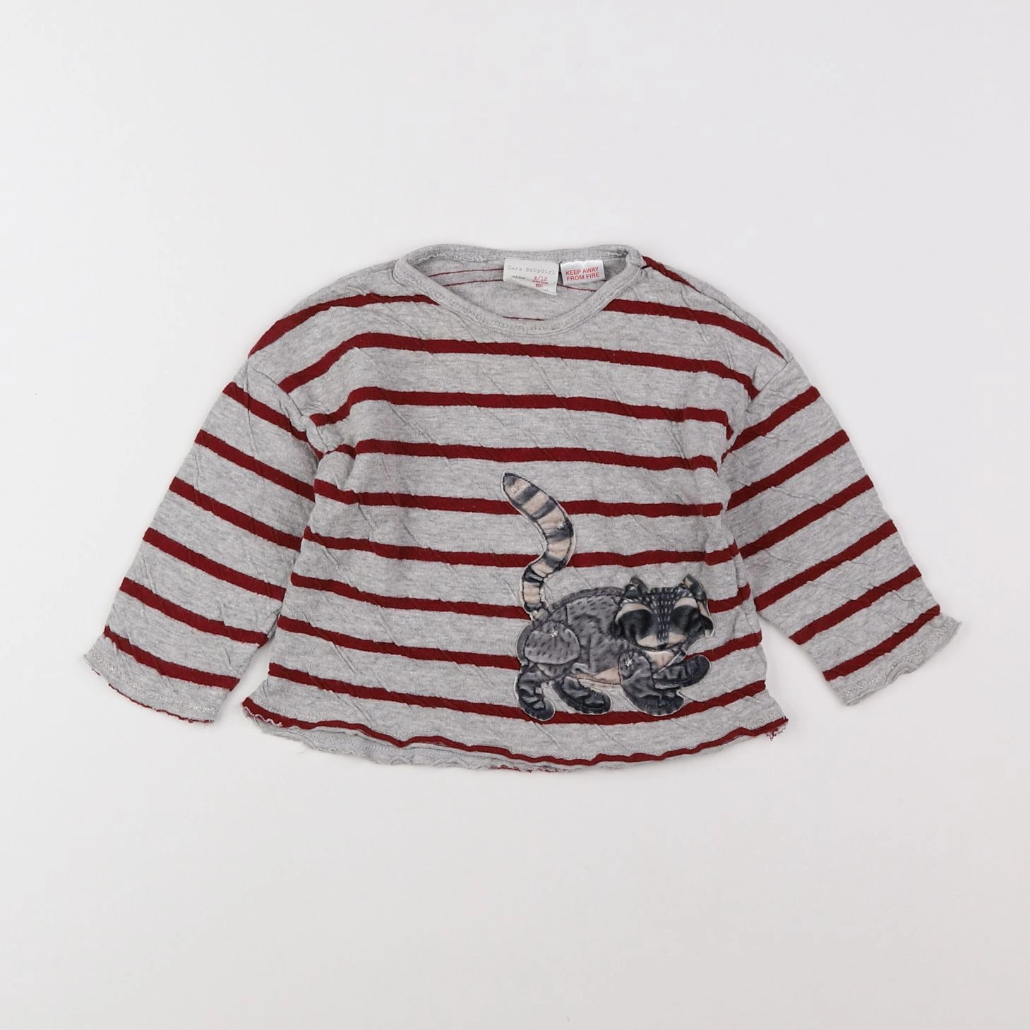 Zara - tee-shirt gris, rouge - 9/12 mois