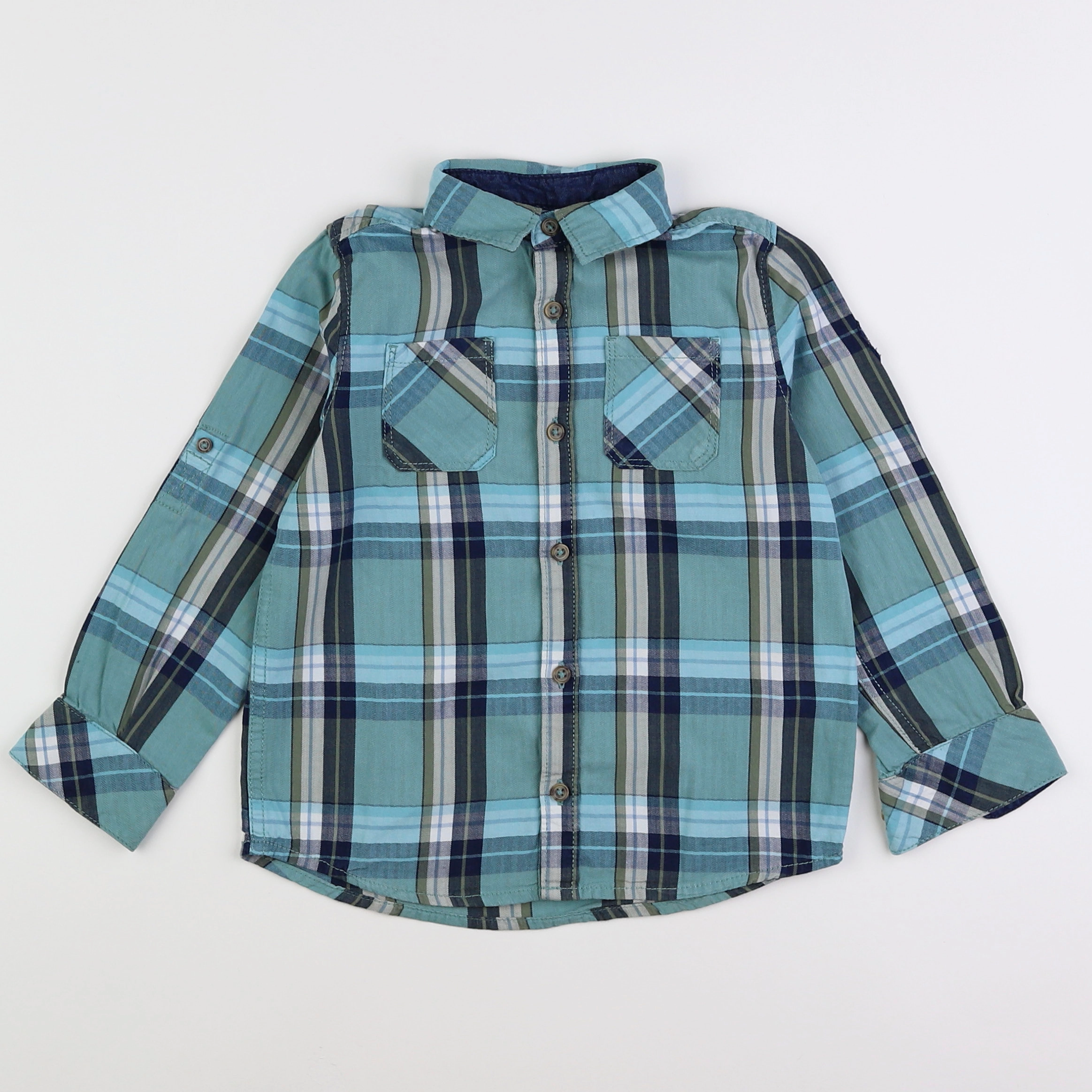 Okaidi - chemise bleu, vert - 4 ans