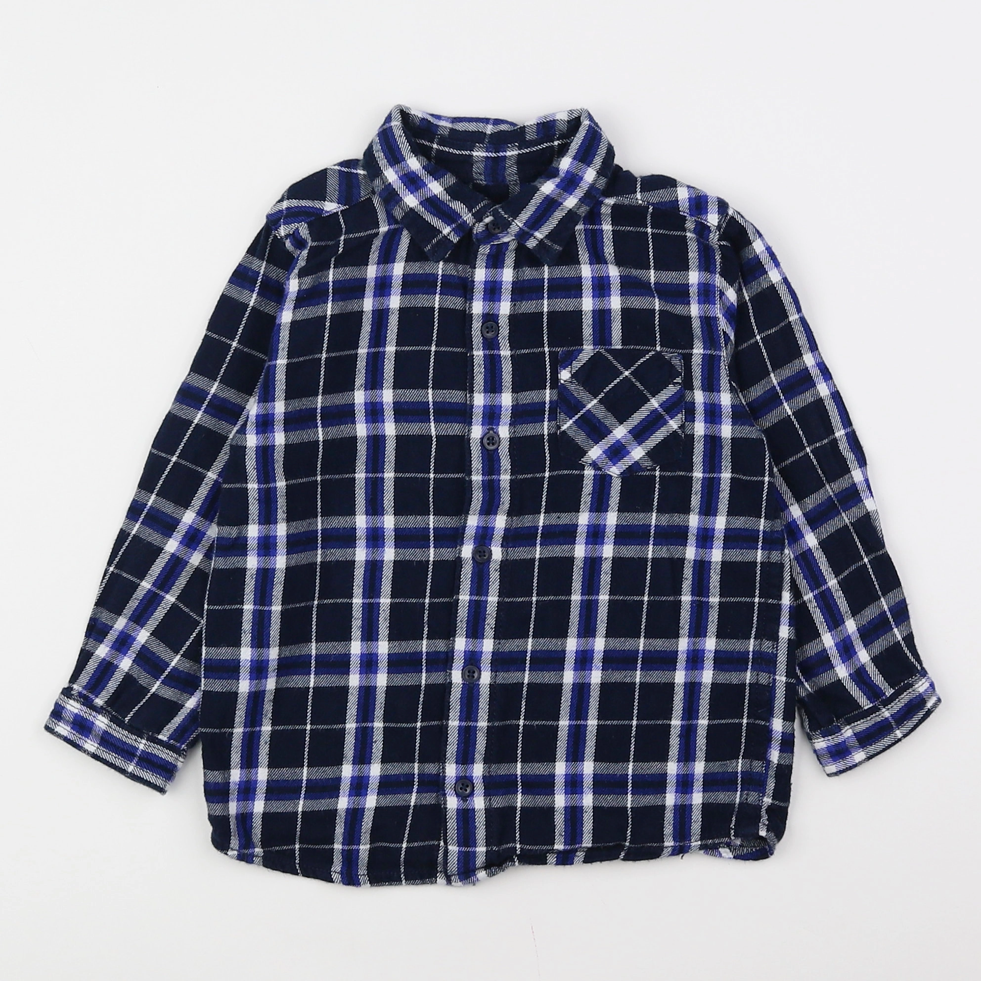 Boutchou - chemise bleu, noir - 2 ans