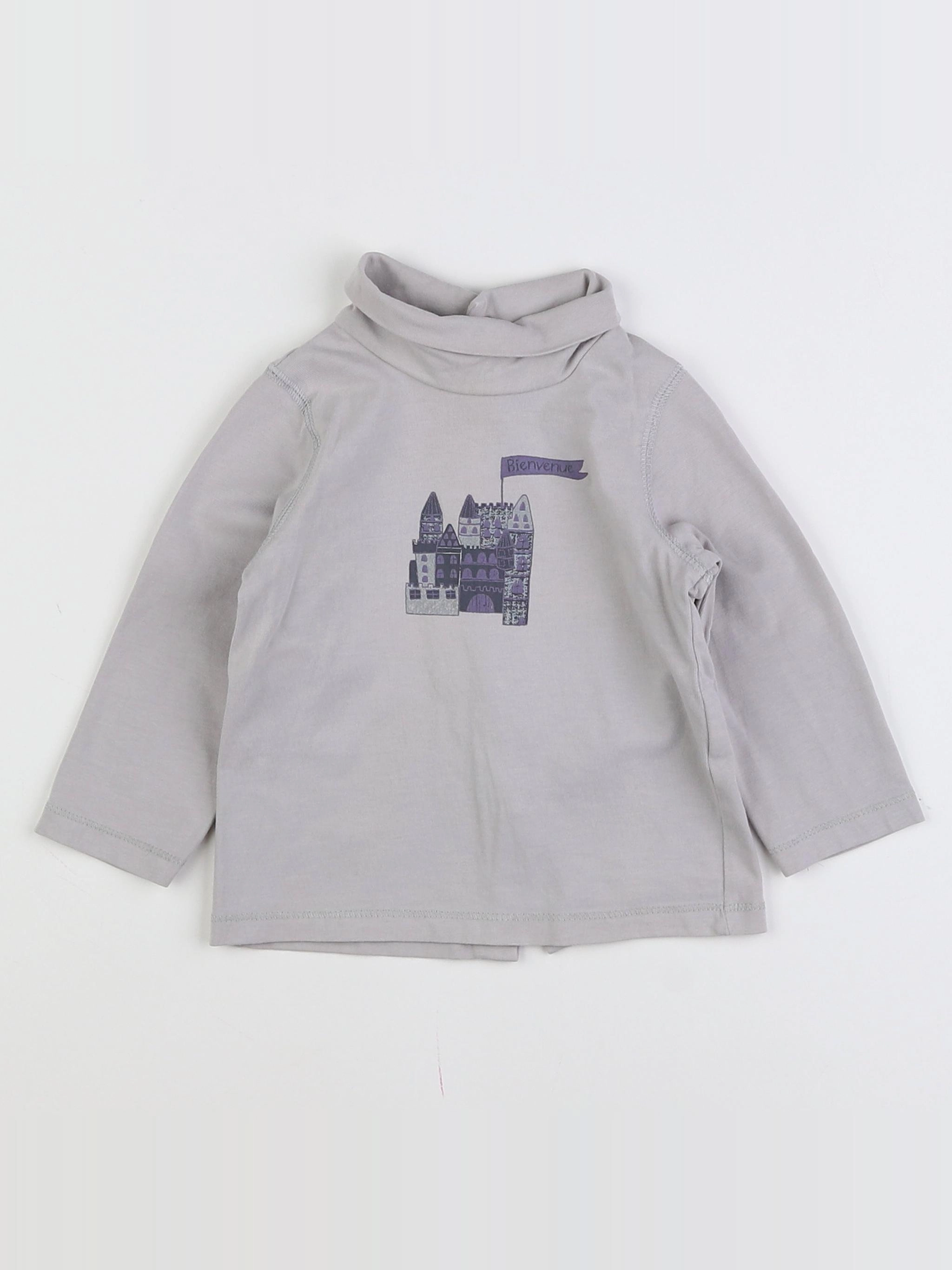 Vertbaudet - sous-pull gris - 9 mois