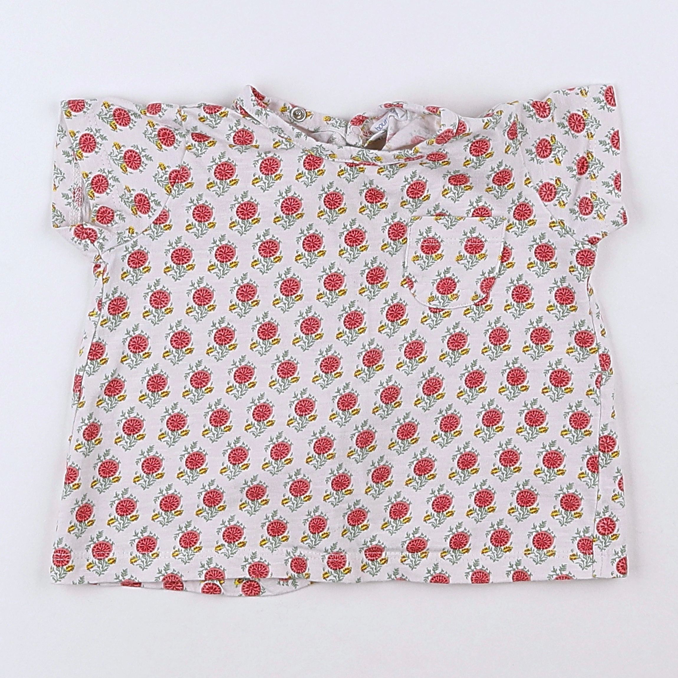 Boutchou - tee-shirt blanc, rose - 12 mois