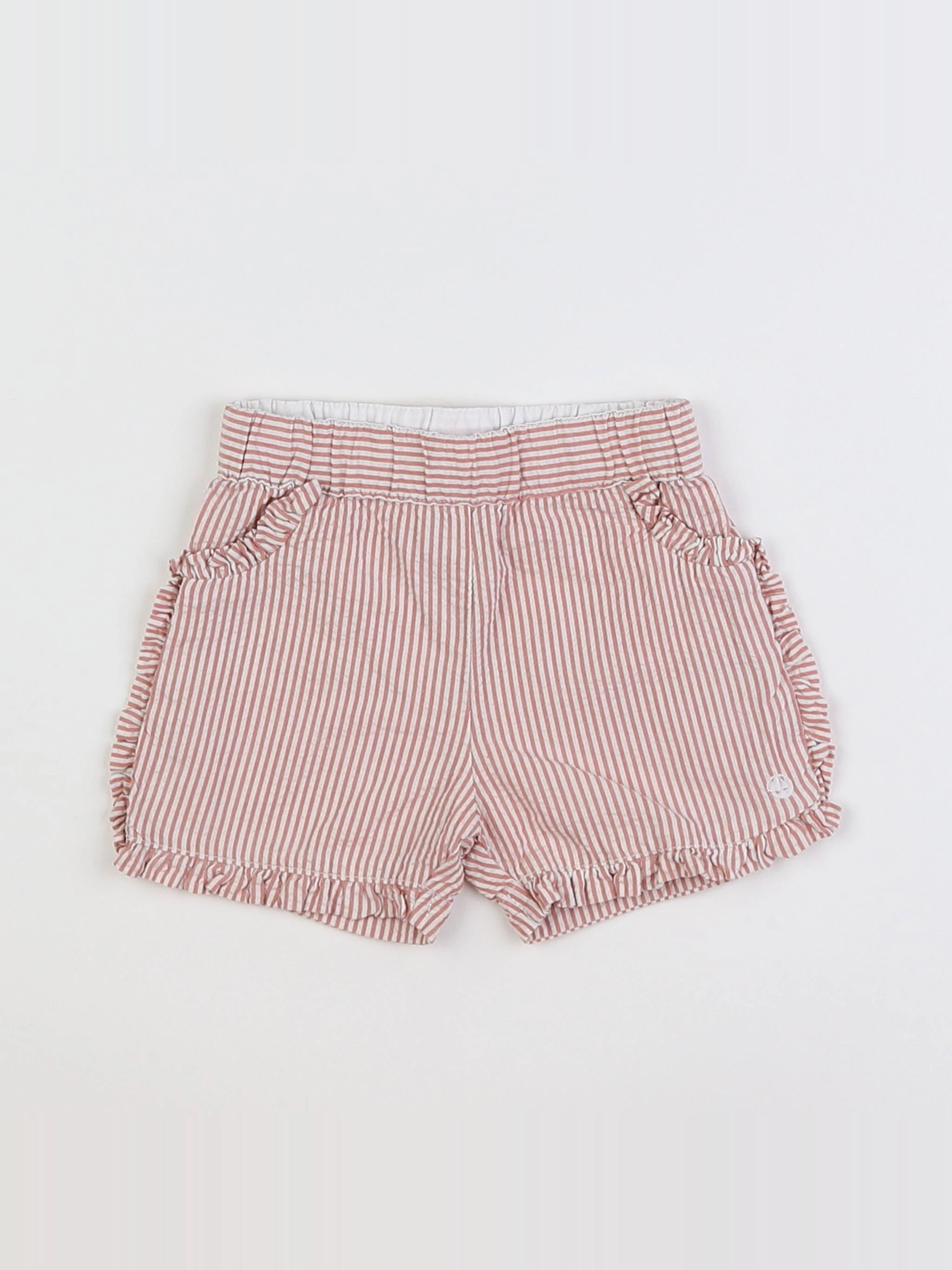 Petit Bateau - short blanc, rose - 6 mois