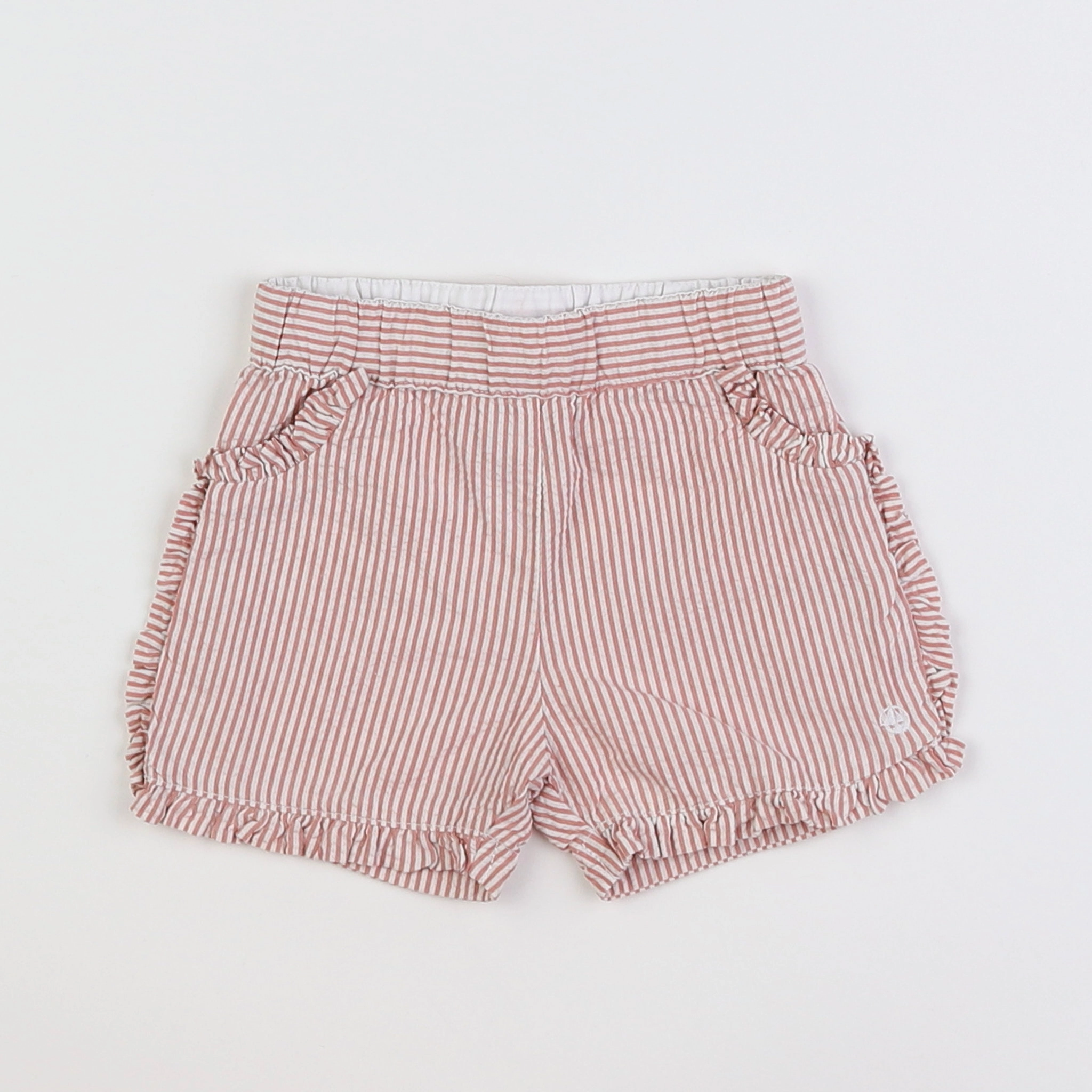 Petit Bateau - short blanc, rose - 6 mois