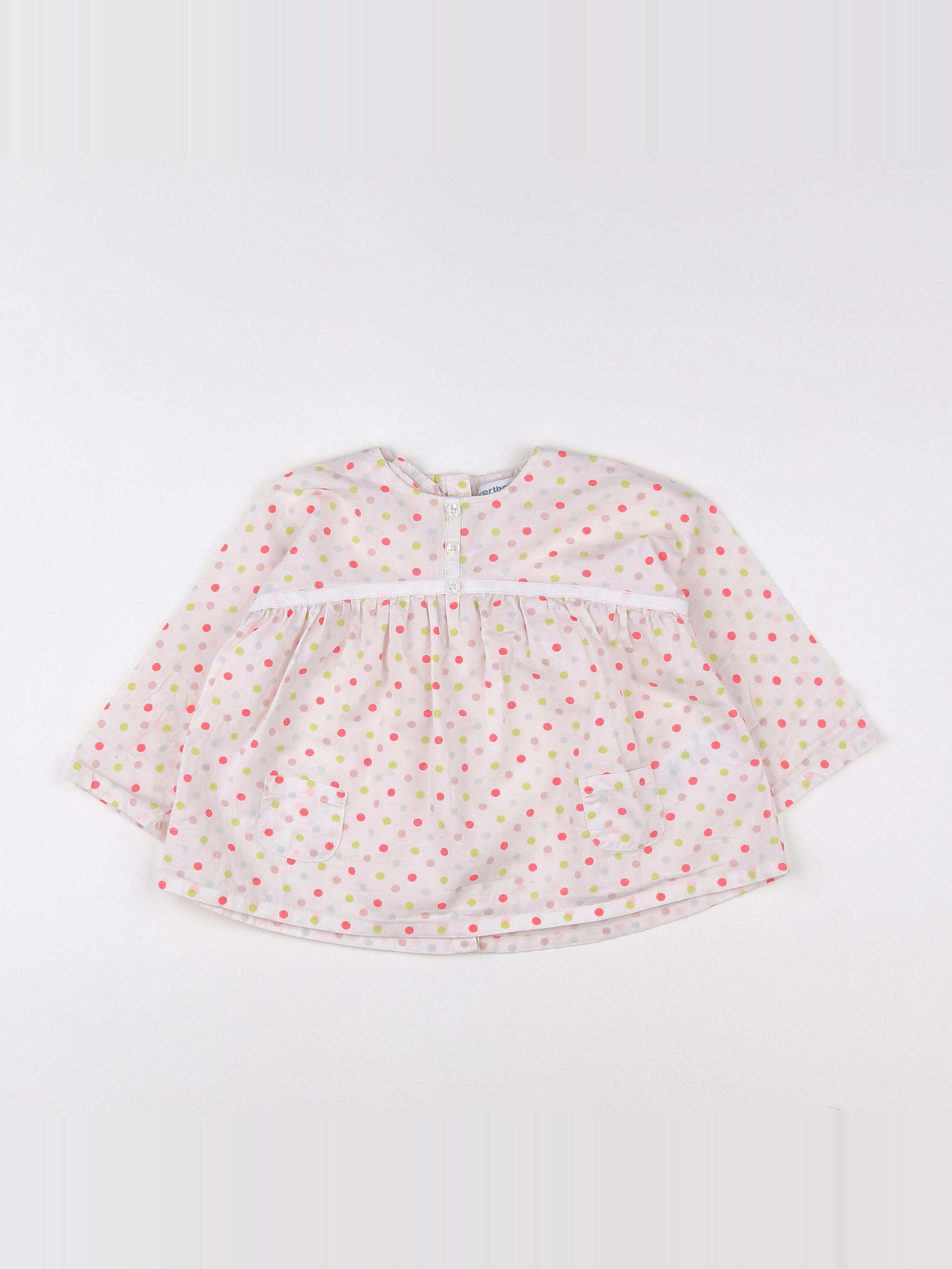 Vertbaudet - blouse rose, blanc - 12 mois