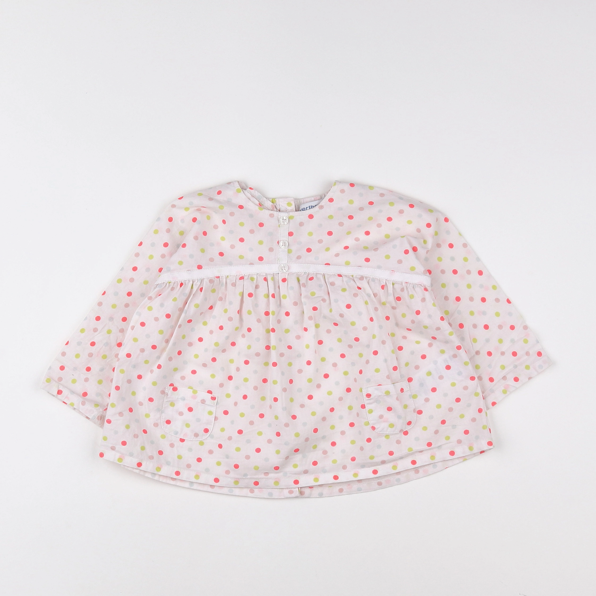 Vertbaudet - blouse rose, blanc - 12 mois
