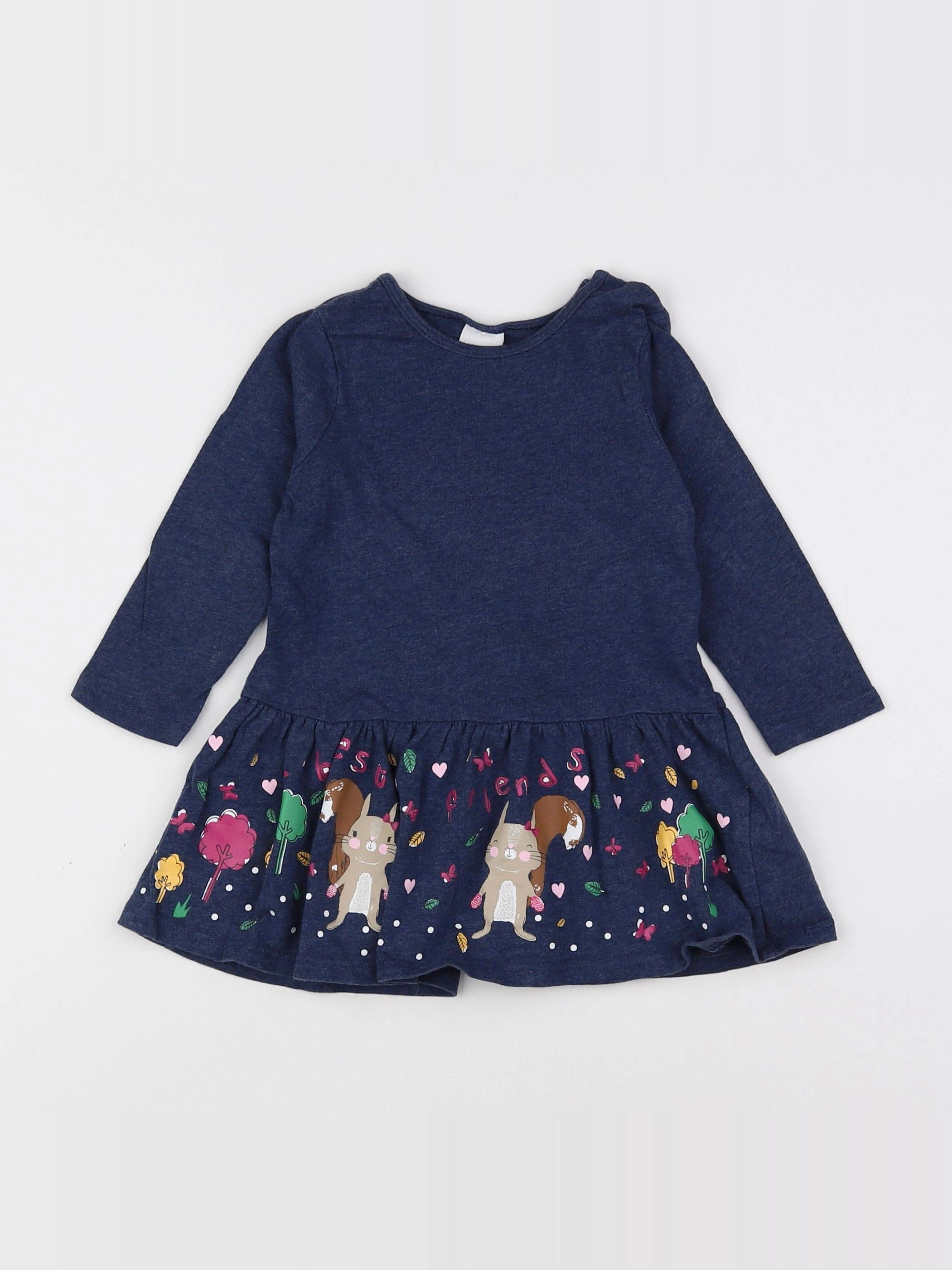 H&M - robe bleu - 6/9 mois