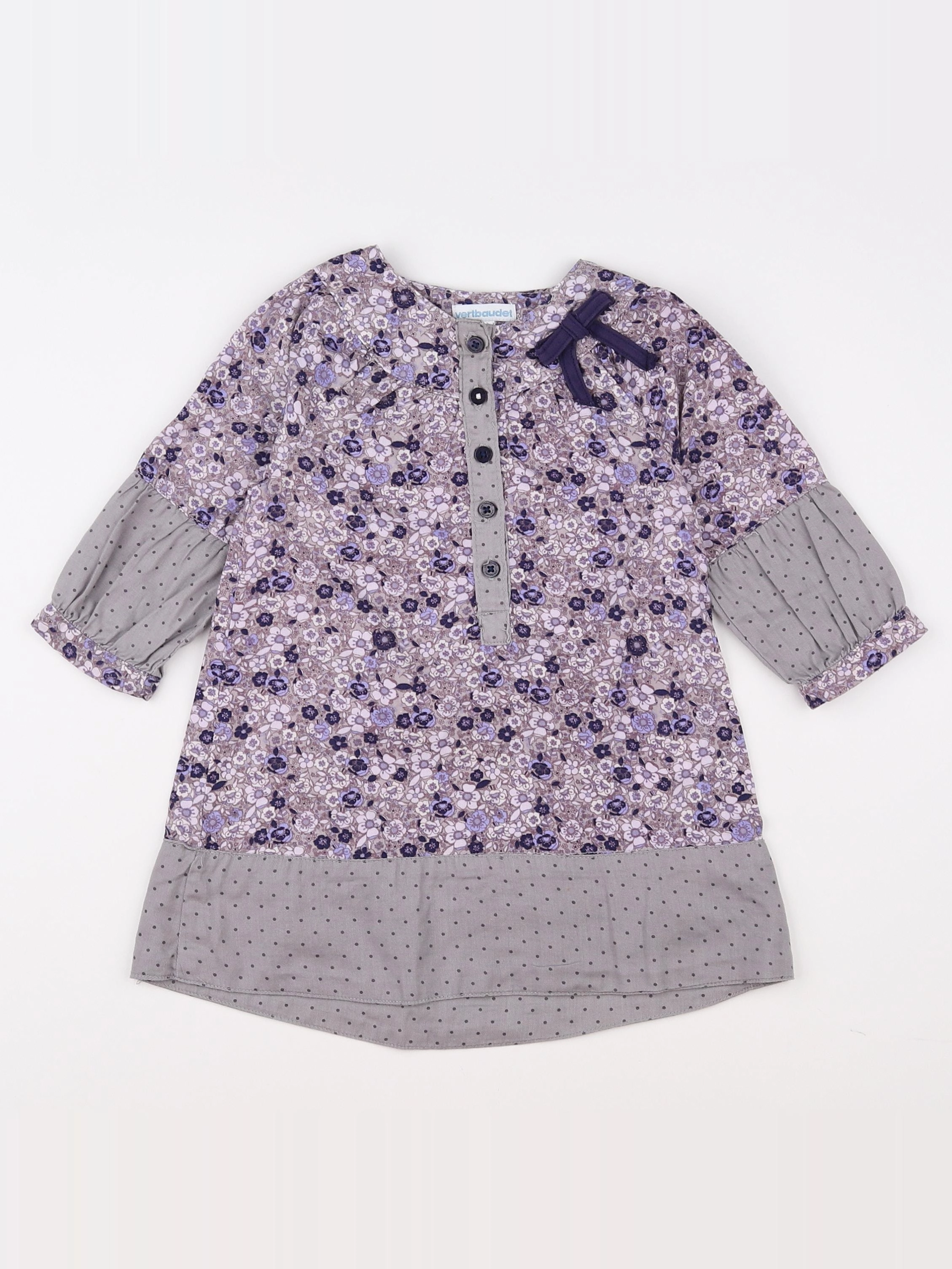 Vertbaudet - robe violet, gris - 18 mois