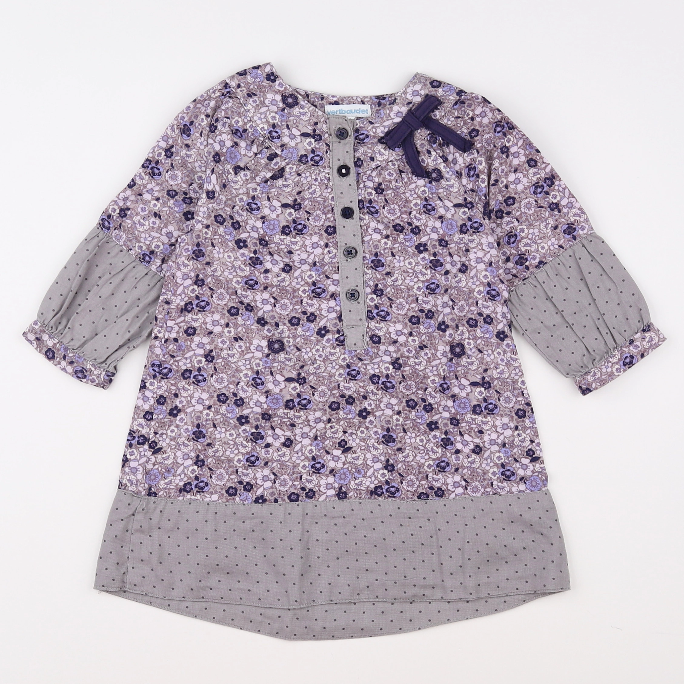 Vertbaudet - robe violet, gris - 18 mois