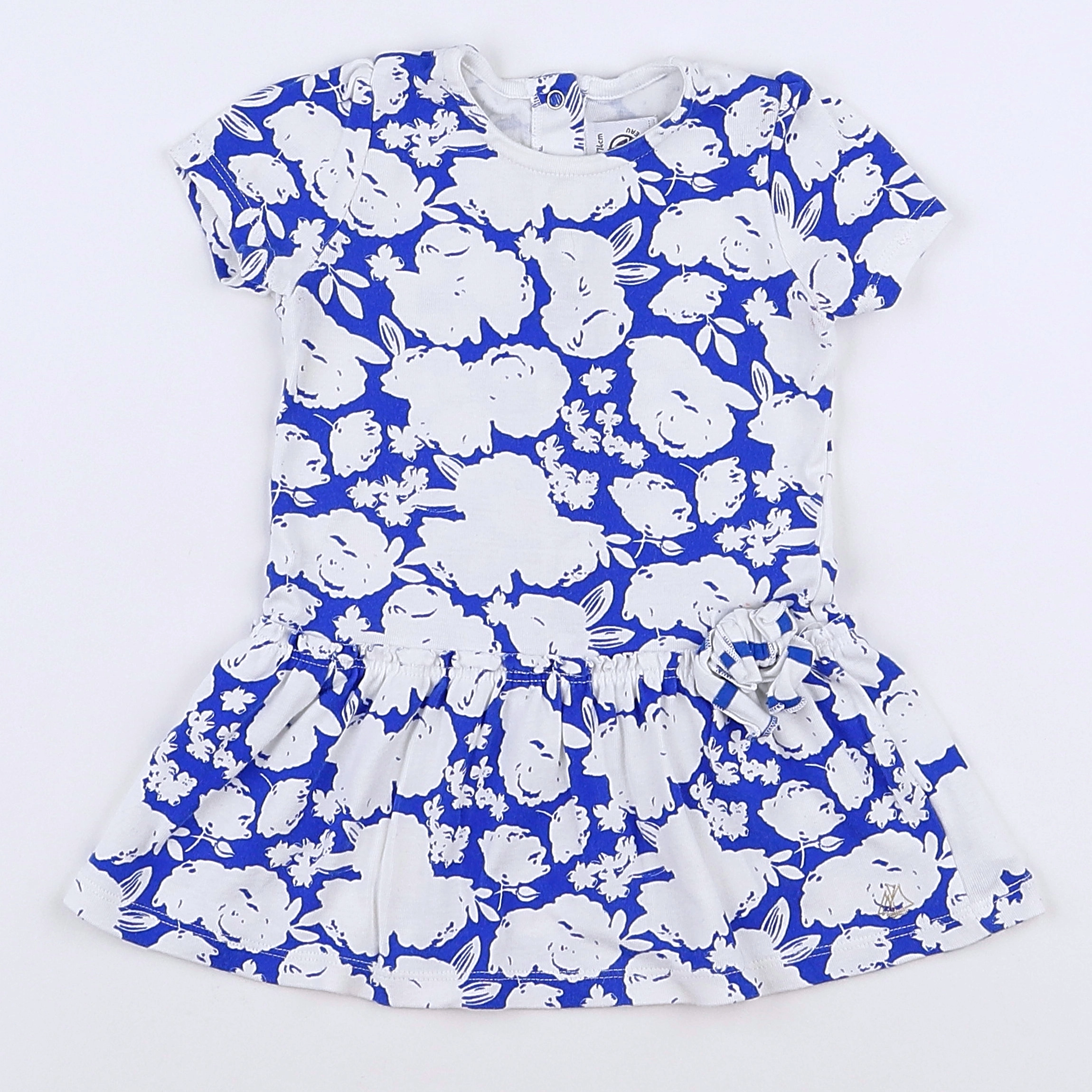 Petit Bateau - robe bleu, blanc - 12 mois