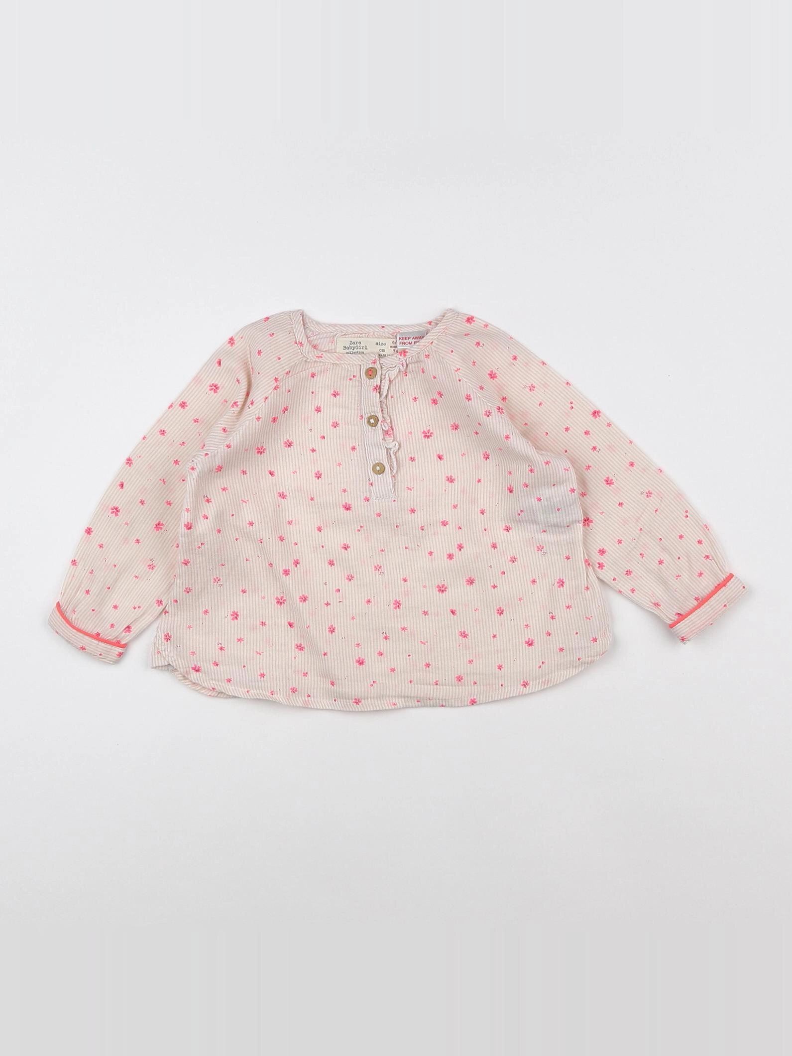 Zara - blouse rose - 6/9 mois