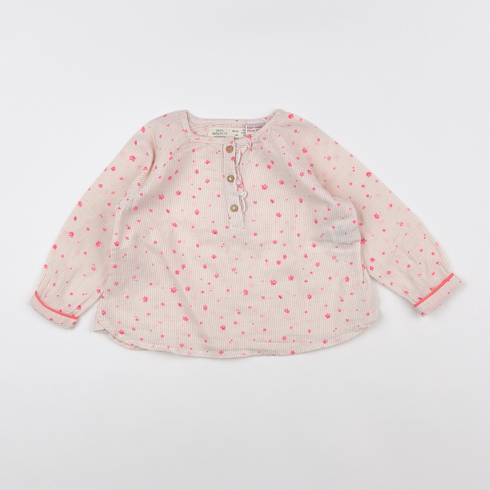 Zara - blouse rose - 6/9 mois