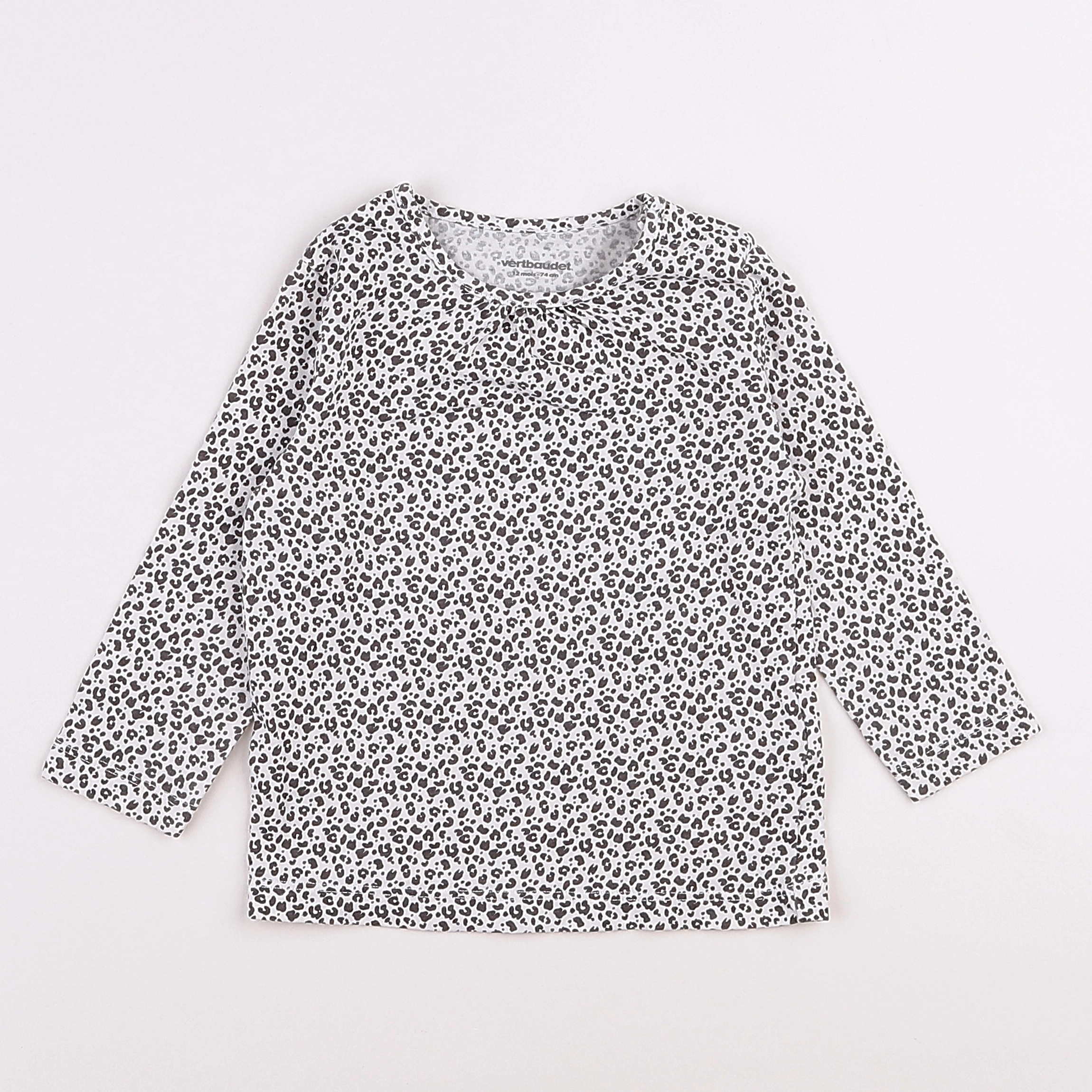 Vertbaudet - tee-shirt blanc, noir - 12 mois